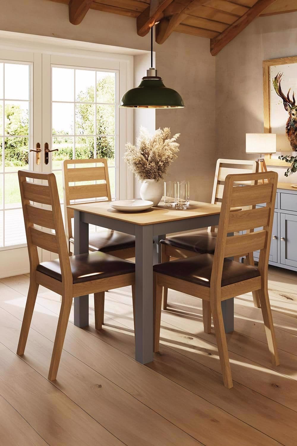 Painted Oak Large Square Dining Table