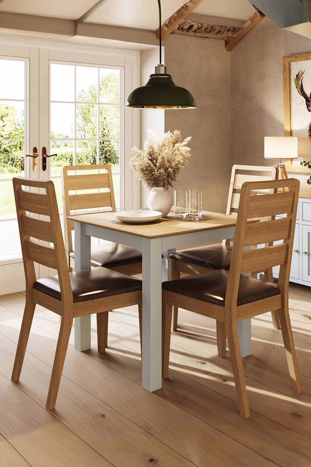 Painted Oak Large Square Dining Table Linen