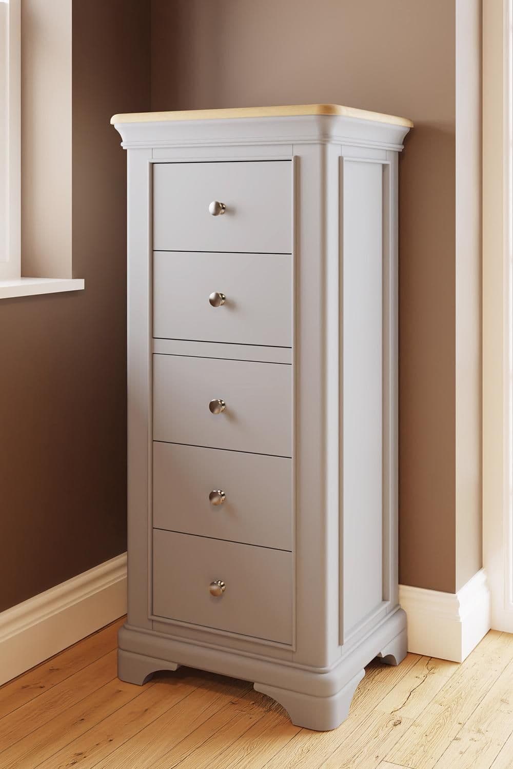 5 Drawer Chest Drawers Solid Oak Dove Ready Assembled