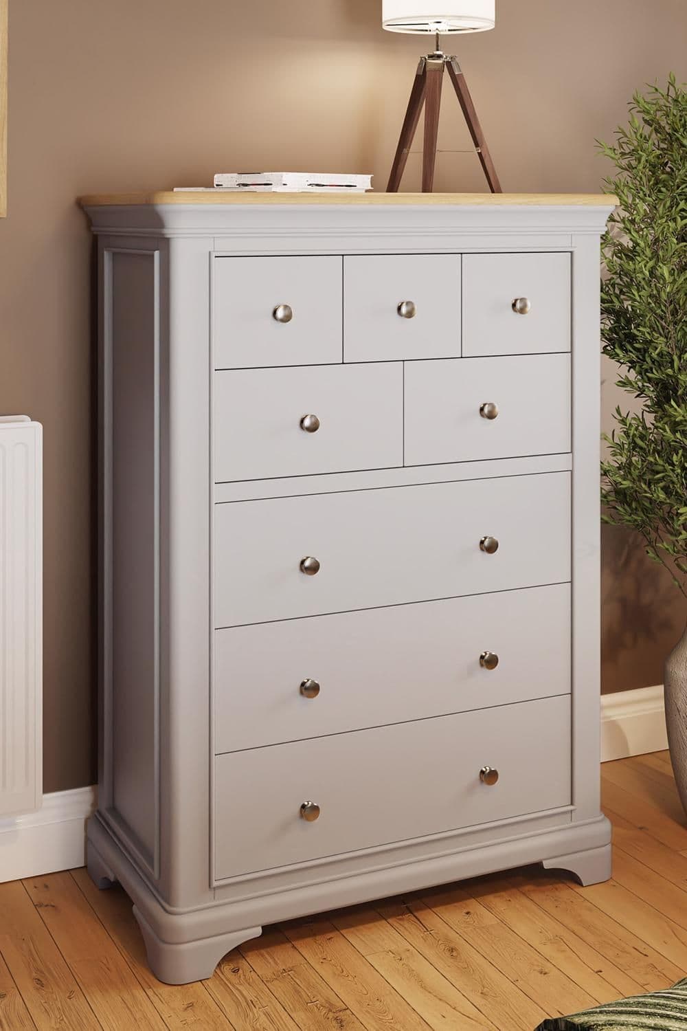 8 Drawer Chest Drawers Painted Solid Oak Dove