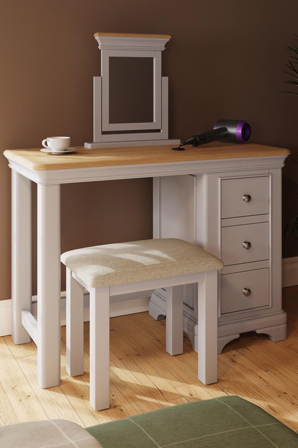 3 Piece Dressing Table Set Solid Oak Painted Finish