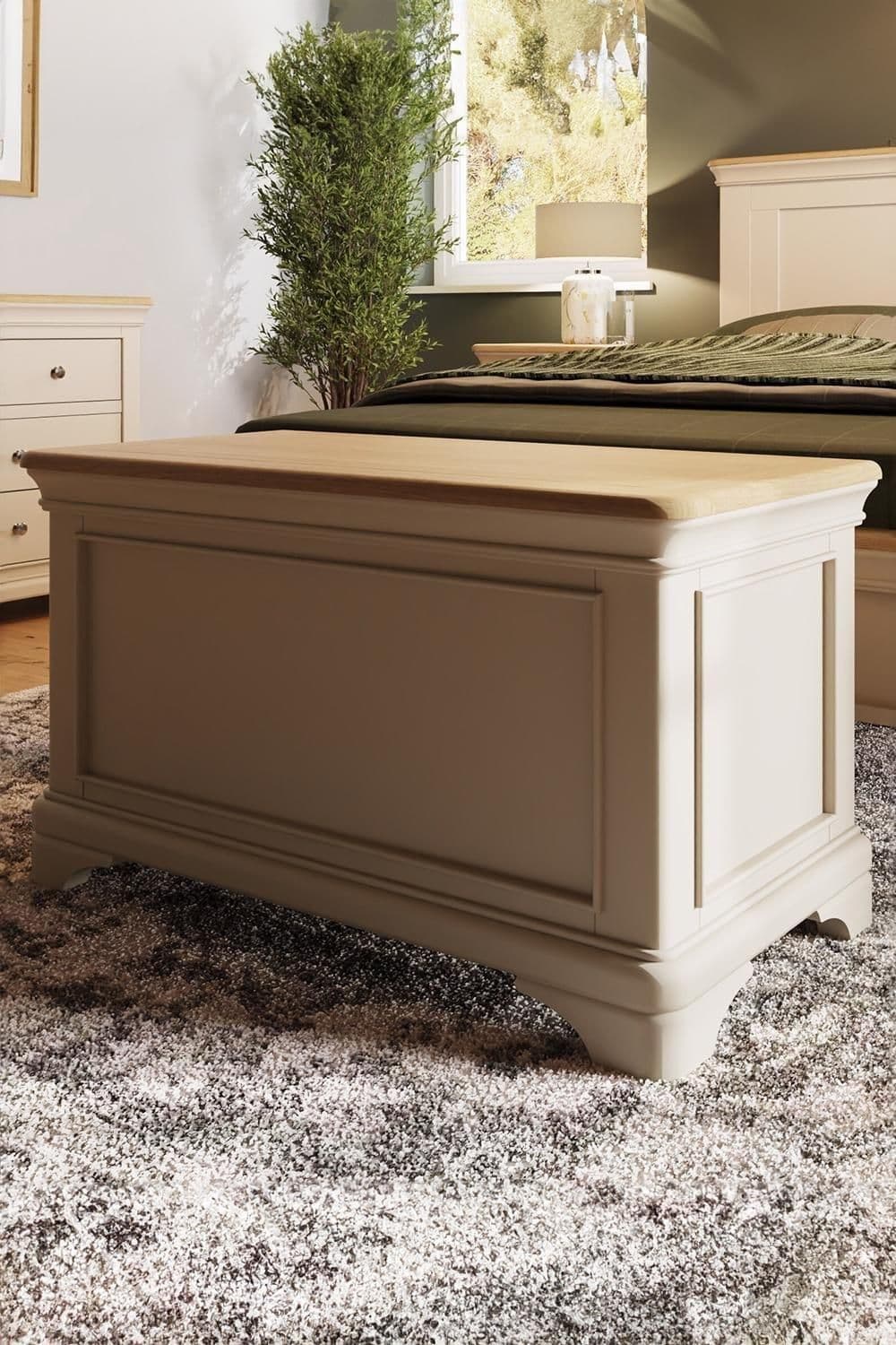 Bedroom Storage Box Solid Oak Painted Putty Finish