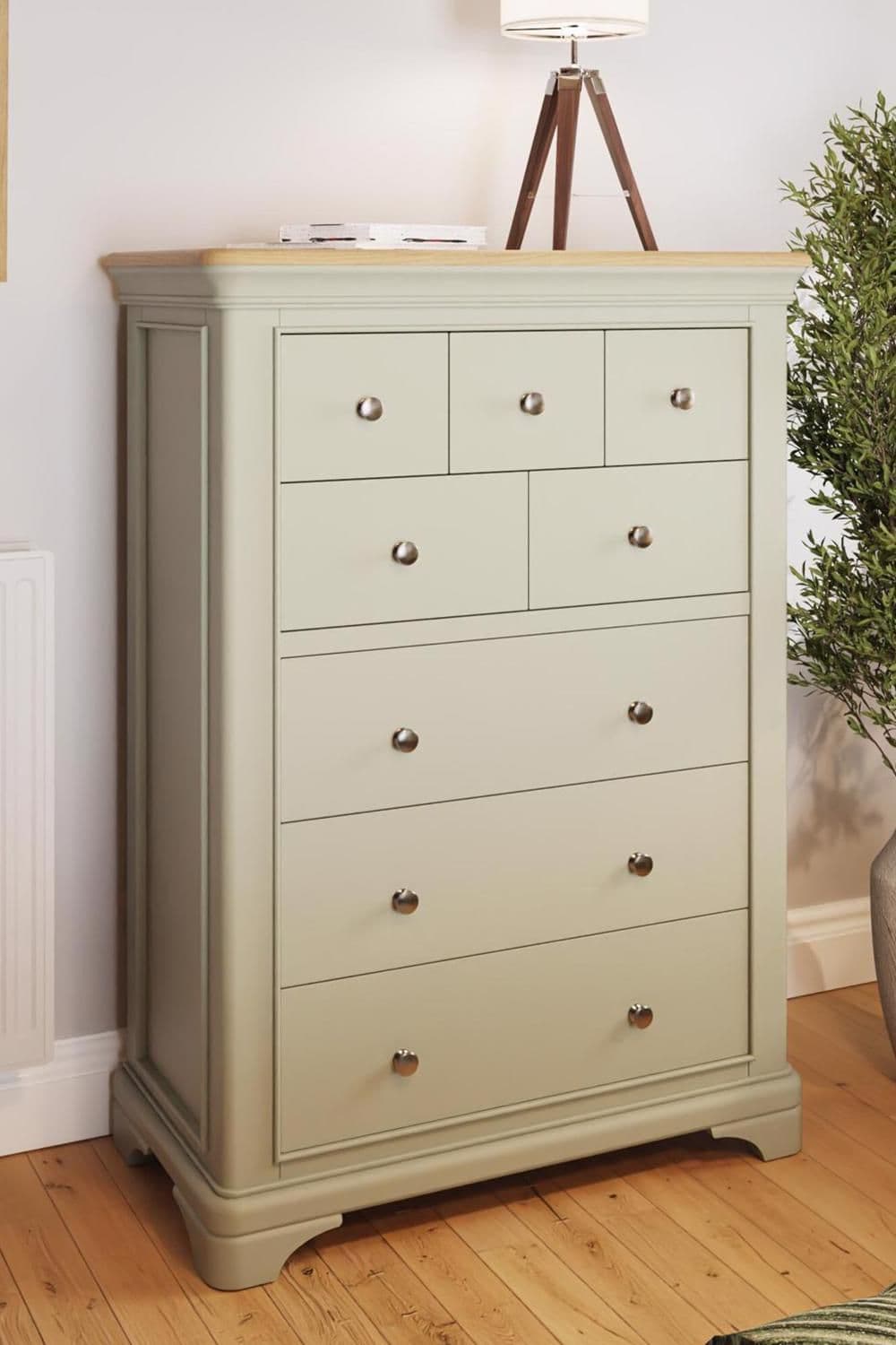 8 Drawer Chest Drawers Sage Green Solid Oak