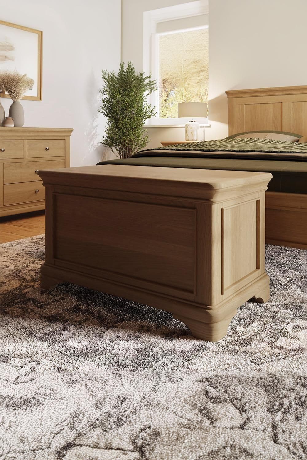 Bedroom Storage Box Solid Lacquered Oak Finish