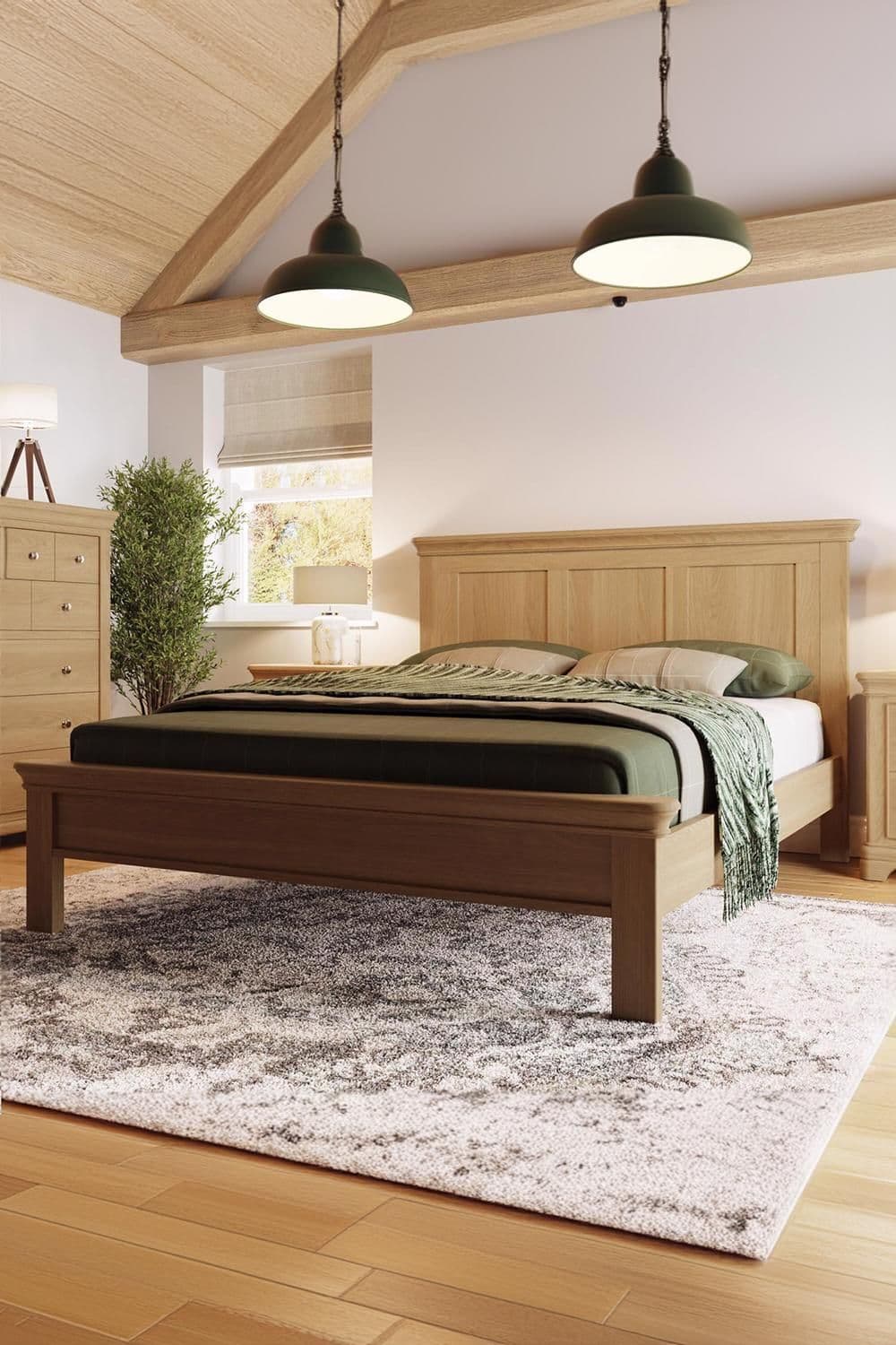 Solid Oak Bed Frame UK King 5FT Low Oak Finish