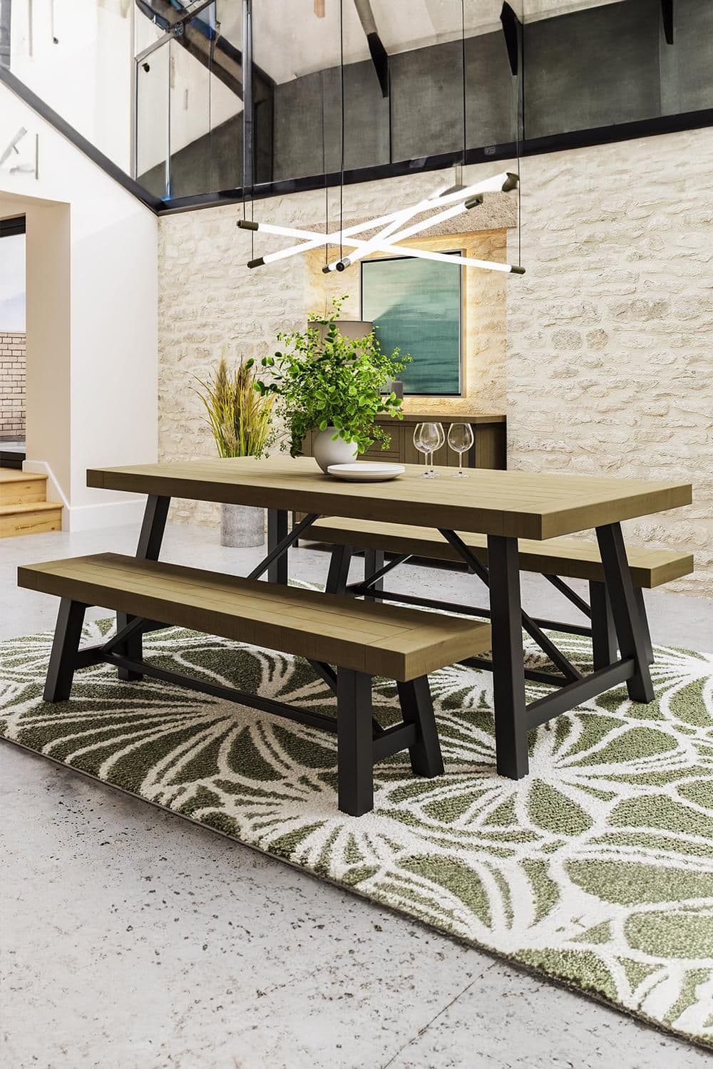 2M Solid Pine Dining Table Set 2 x 1.6M Dining Benches