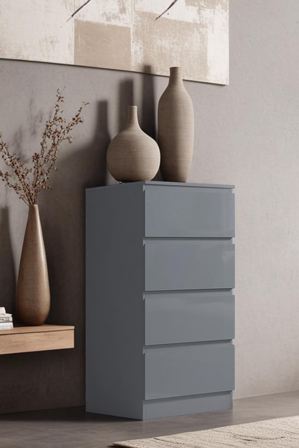 Gloss 4 Drawer Chest Drawers Bedroom Storage Furniture