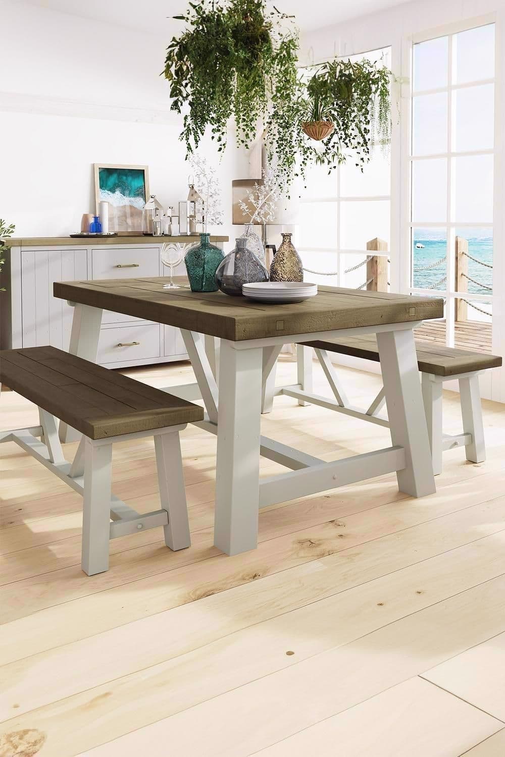 1.6M Solid Reclaimed Truffle Pine Truffle Dining Table & 2 Free Extensions