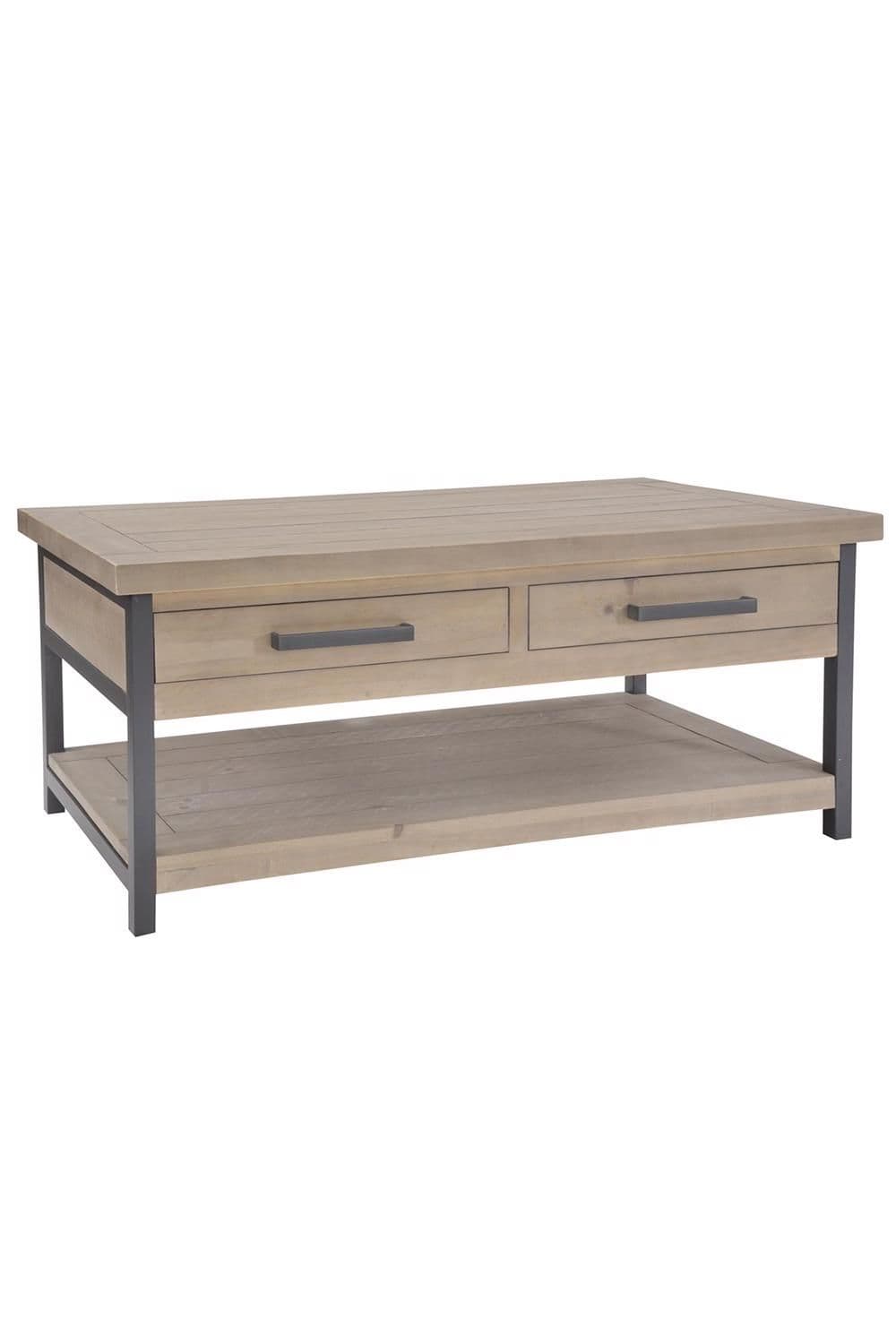 2 Drawer Driftwood Solid Reclaimed Pine Coffee Table