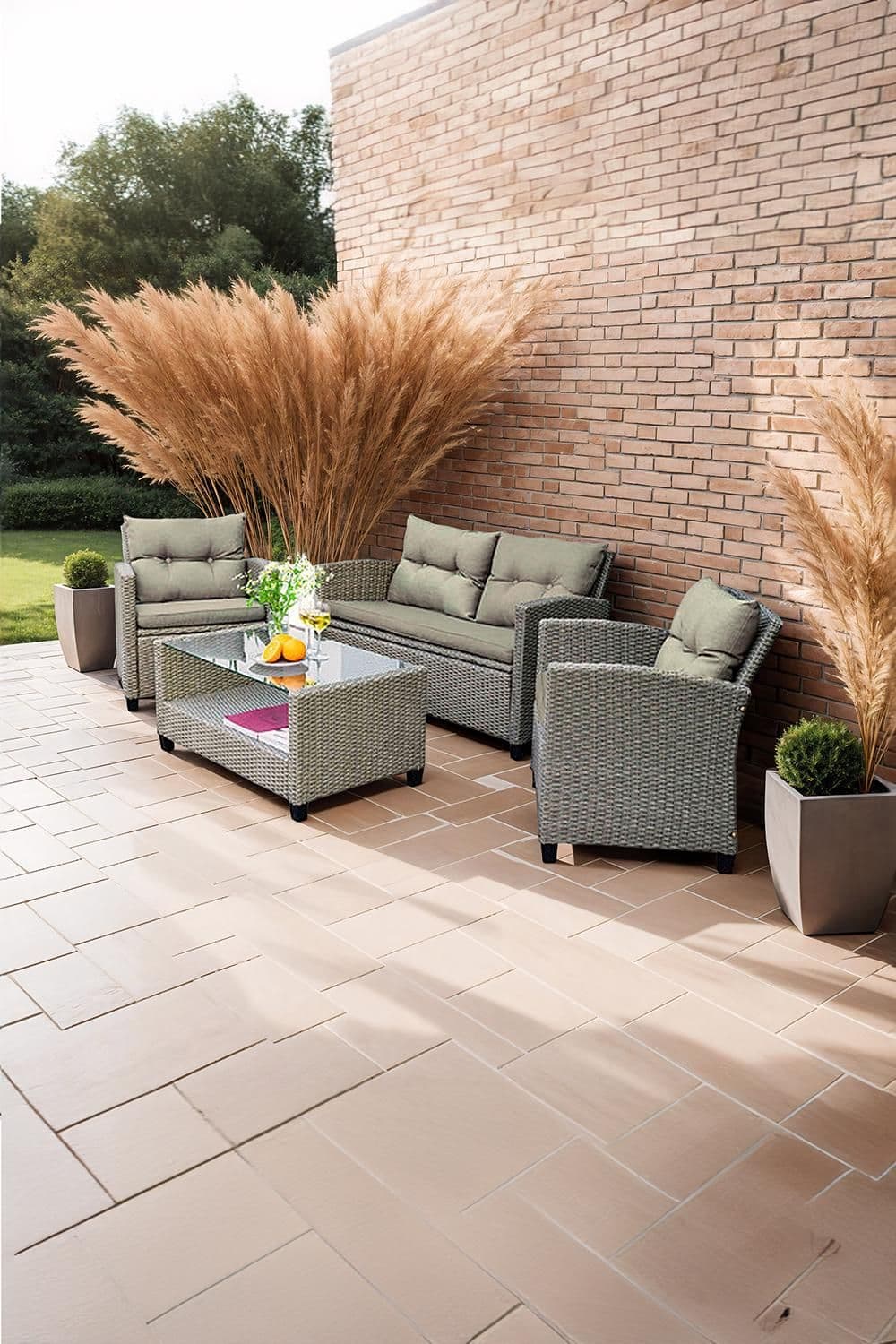 Rattan 4 Piece Garden Furniture Set Indoor Outdoor Conservatory