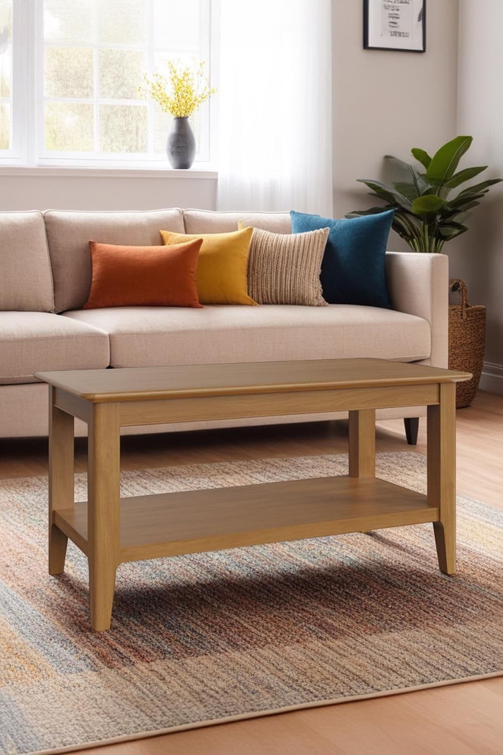 2 Tier Solid Oak Coffee Table