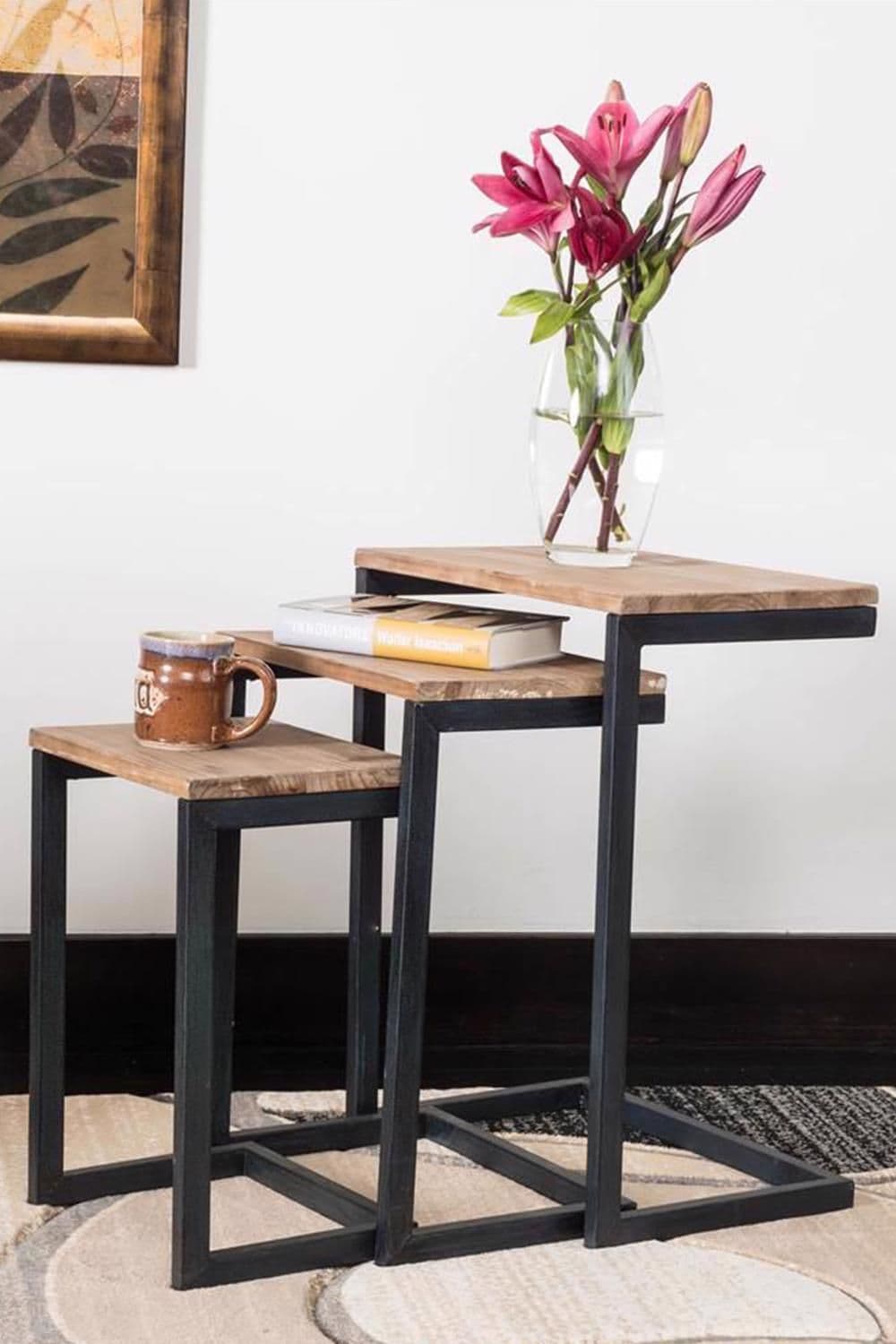 Urban Design Modern Nest 3 Firewood Metal Nesting Table