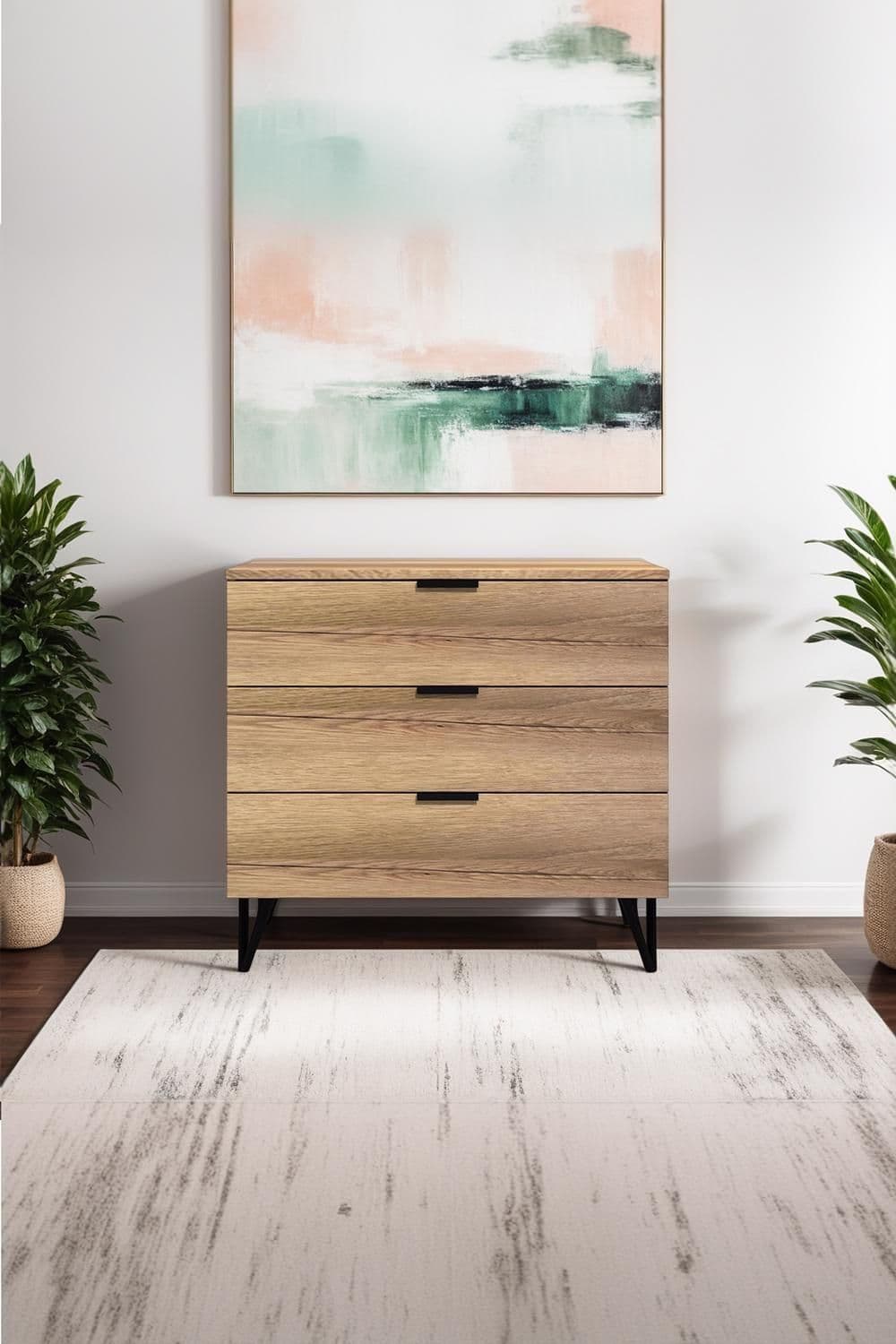Cracked Oak 3 Drawer Chest Bedside Table Fast Click Assembly