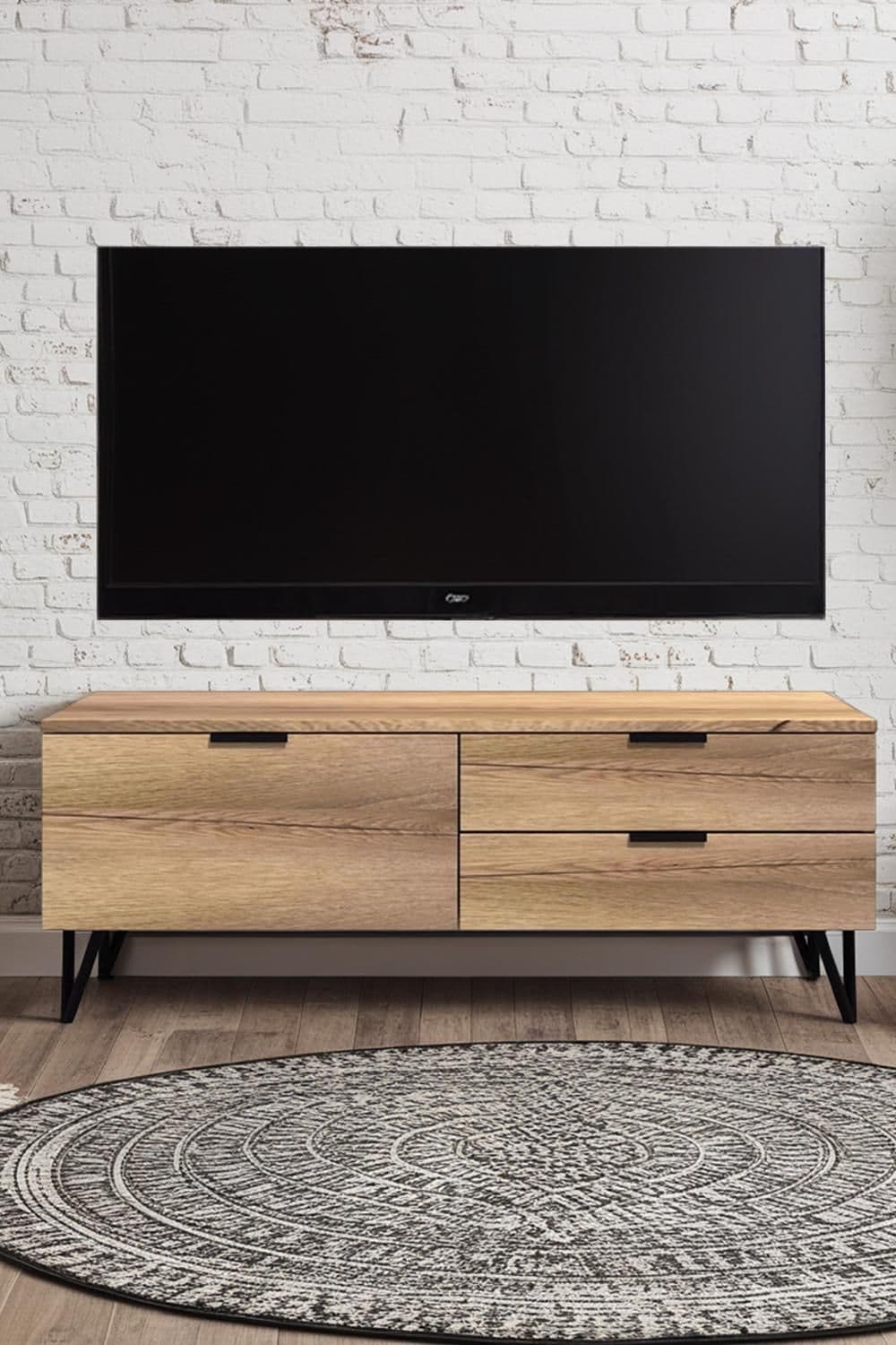 Cracked Oak 3 Drawer TV Unit Fast Click Assembly