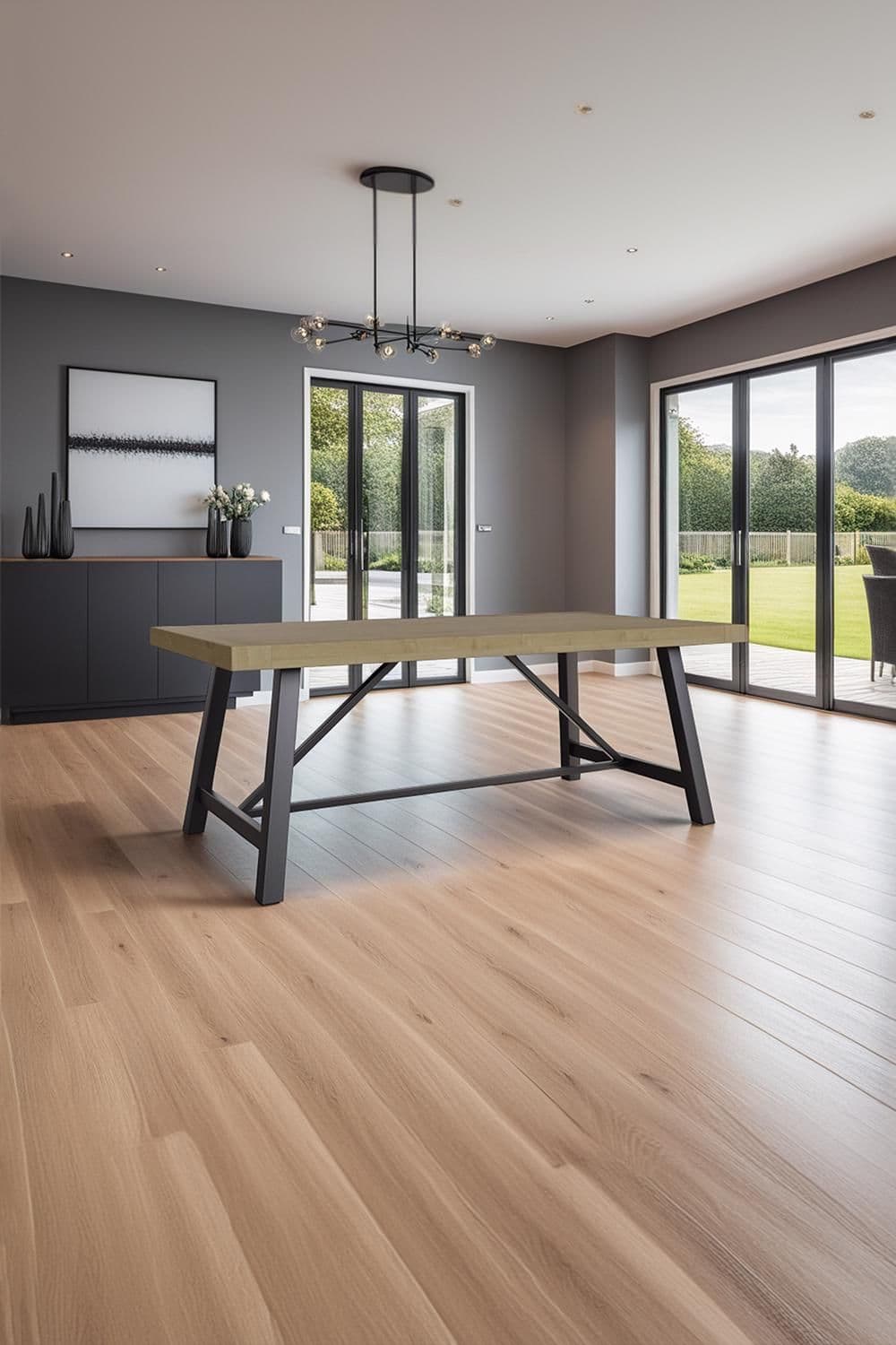 2M Solid Pine Modern Fixed Top Dining Table