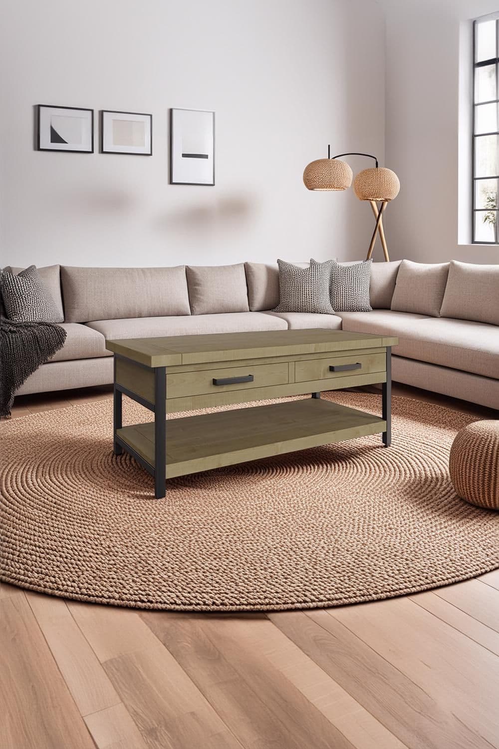2 Drawer Solid Pine Storage Coffee Table