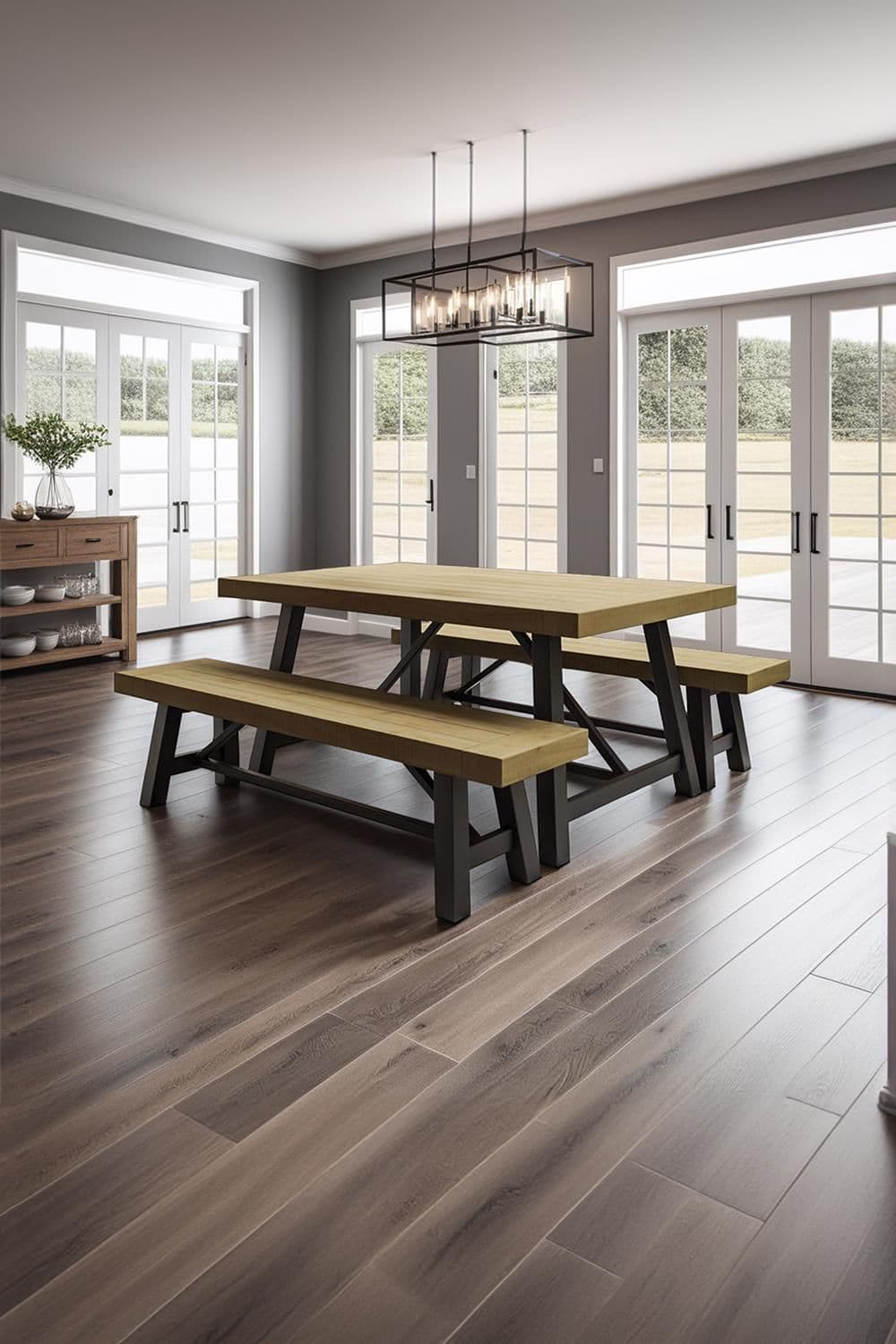 2M Solid Pine Dining Table & Bench Set