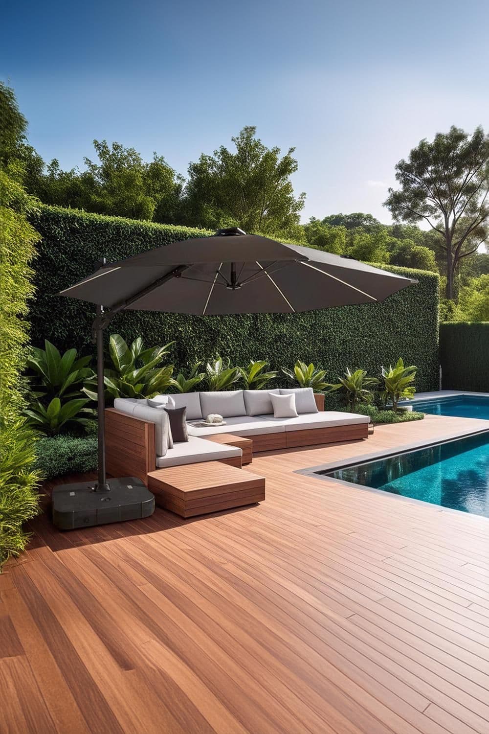 3x3m Garden Parasol Standing Cantilever Square Base Weather Resistant