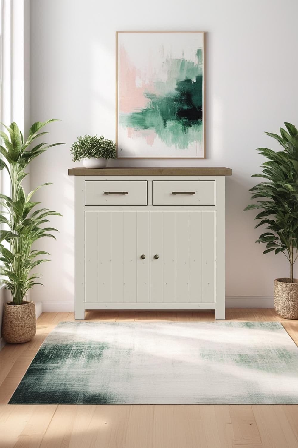 Solid Pine Small Sideboard 2 Door 2 Drawer Handmade