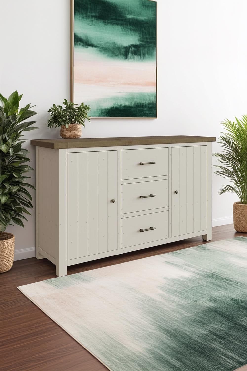 Solid Pine Large Sideboard 2 Door 3 Drawer Handmade