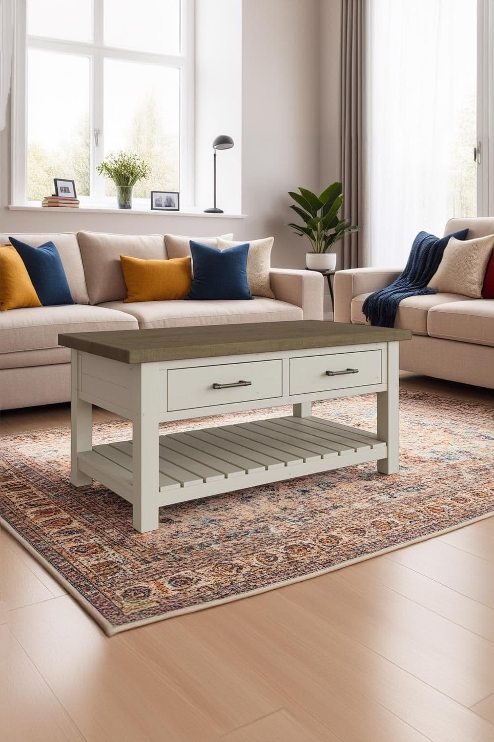 Solid Pine Coffee Table 2 Drawer Handmade