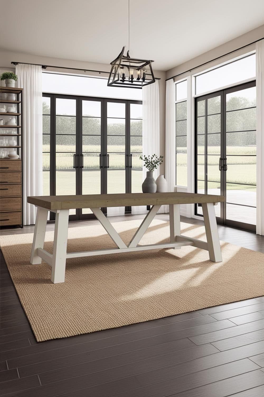 Solid Pine 2M Fixed Top Dining Table Handmade