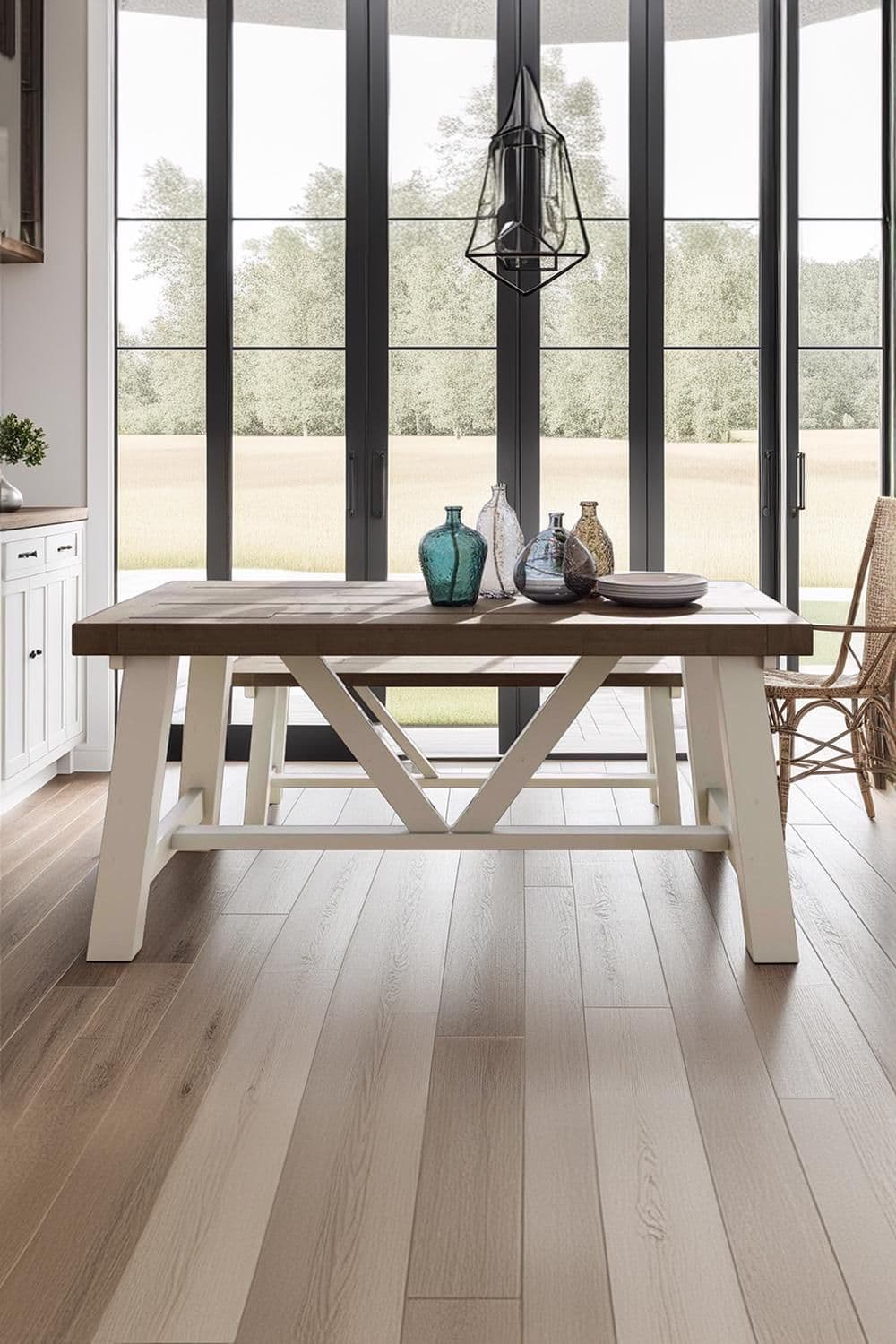 1.6M Fixed Top Solid Pine Dining Table Free Extension Leafs