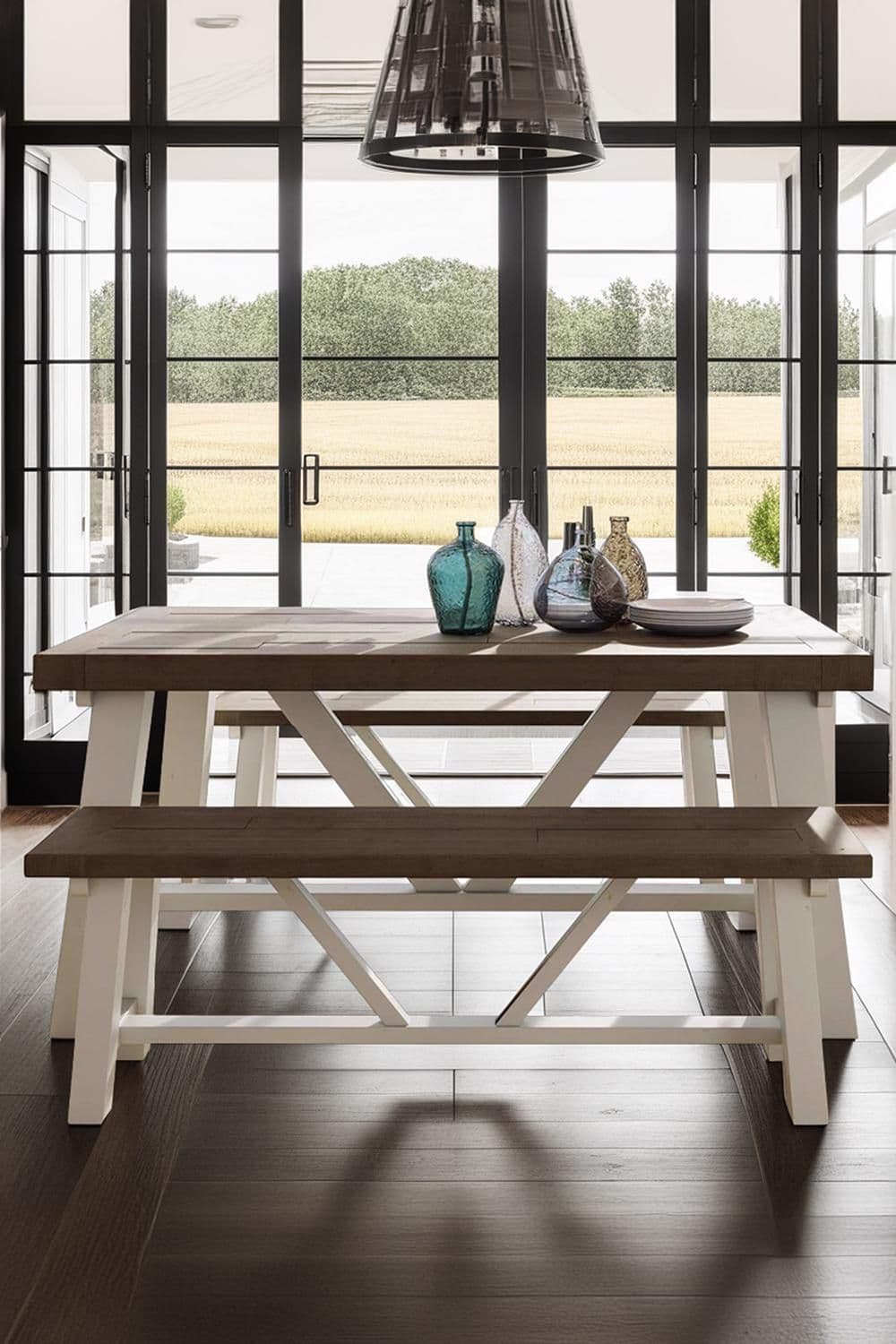 Set 2 1.4M Solid Pine Dining Room Benches Handmade