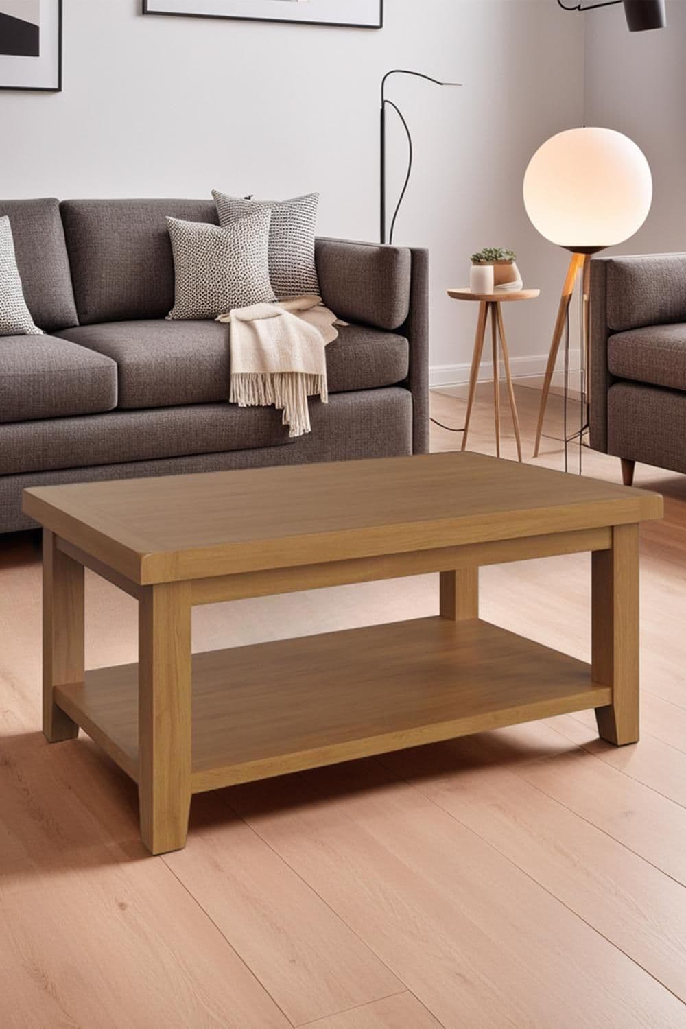 Solid Oak 2 Tier Coffee Table