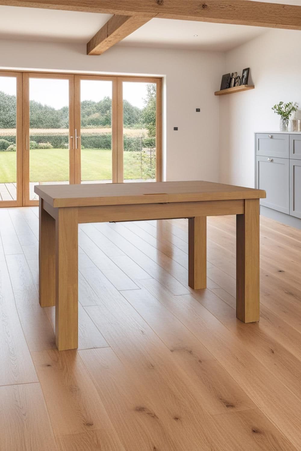 Solid Oak 1.25M Extending Dining Table