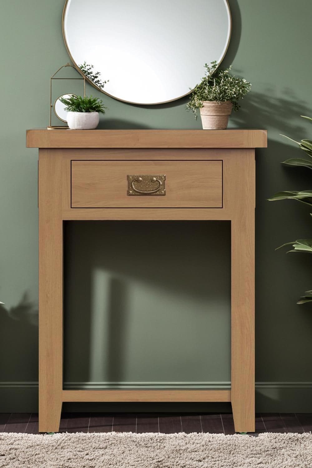 Solid Oak 1 Drawer Telephone Side Table Ready Assembled