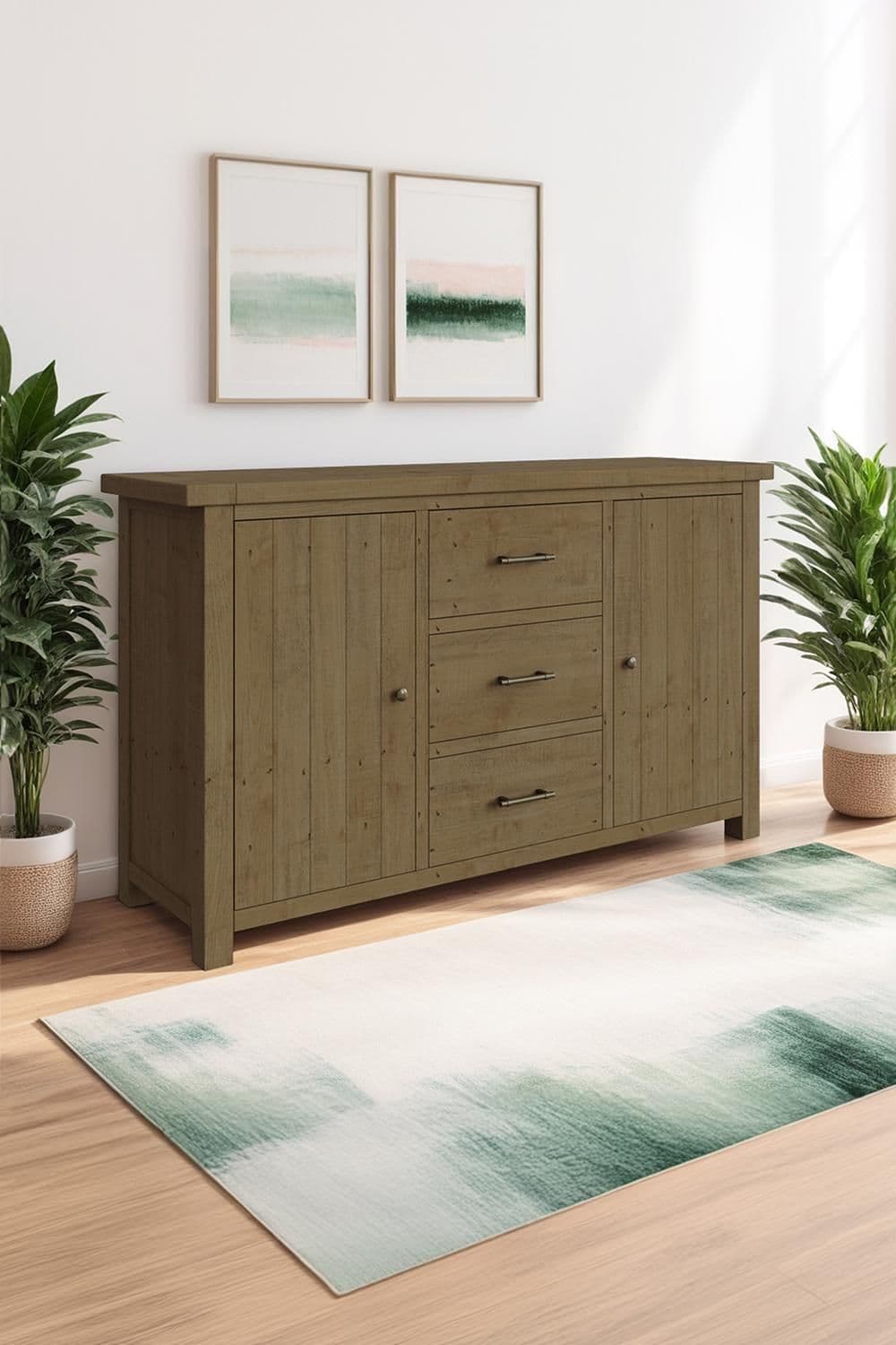 Solid Pine 2 Door 3 Drawer Large Sideboard