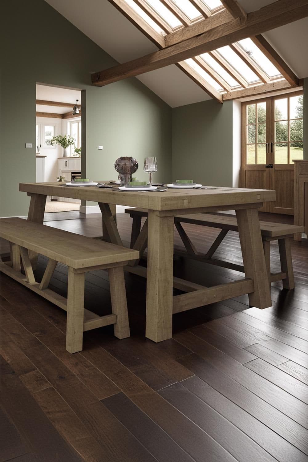 Solid Pine 2M Fixed Top Dining Table