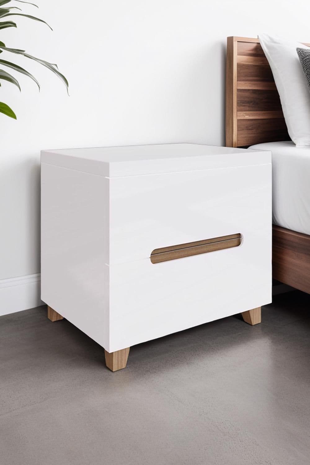 Gloss 2 Drawer Bedside Table Fast Click Assembly