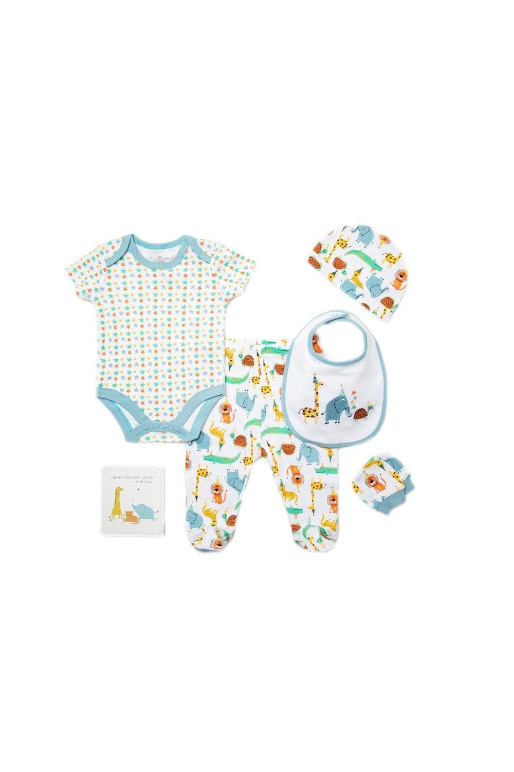 Jungle Animals Print Cotton 6 Piece Gift Set