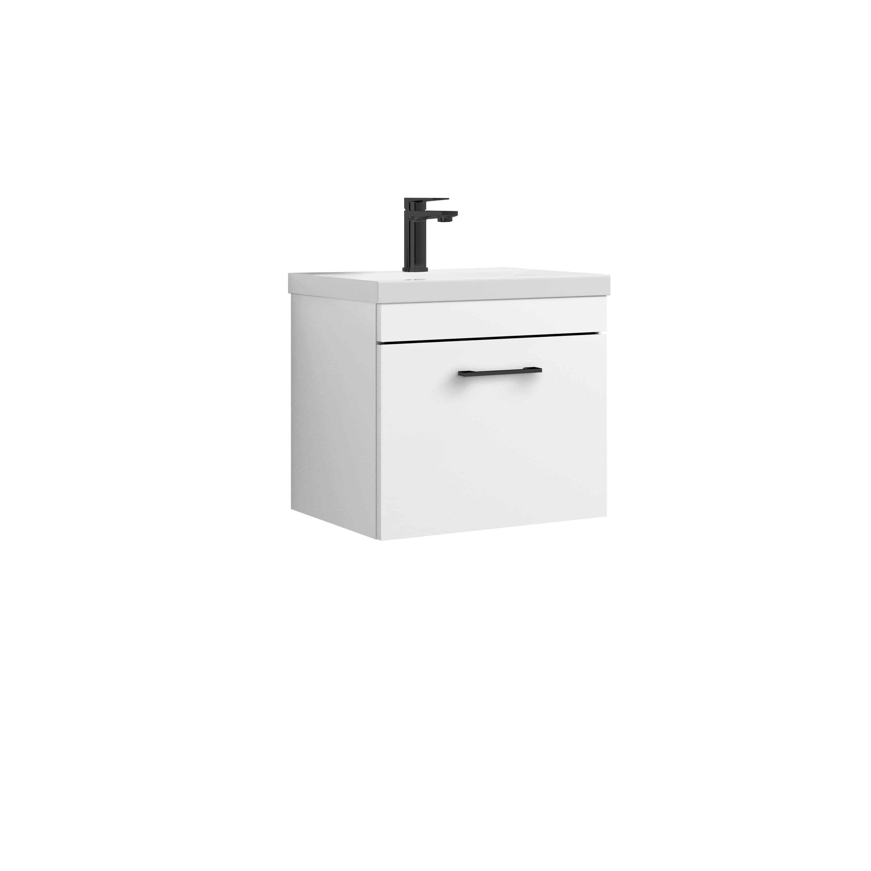 1 Drawer Wall Hung Vanity Basin Unit White Handle 500mm