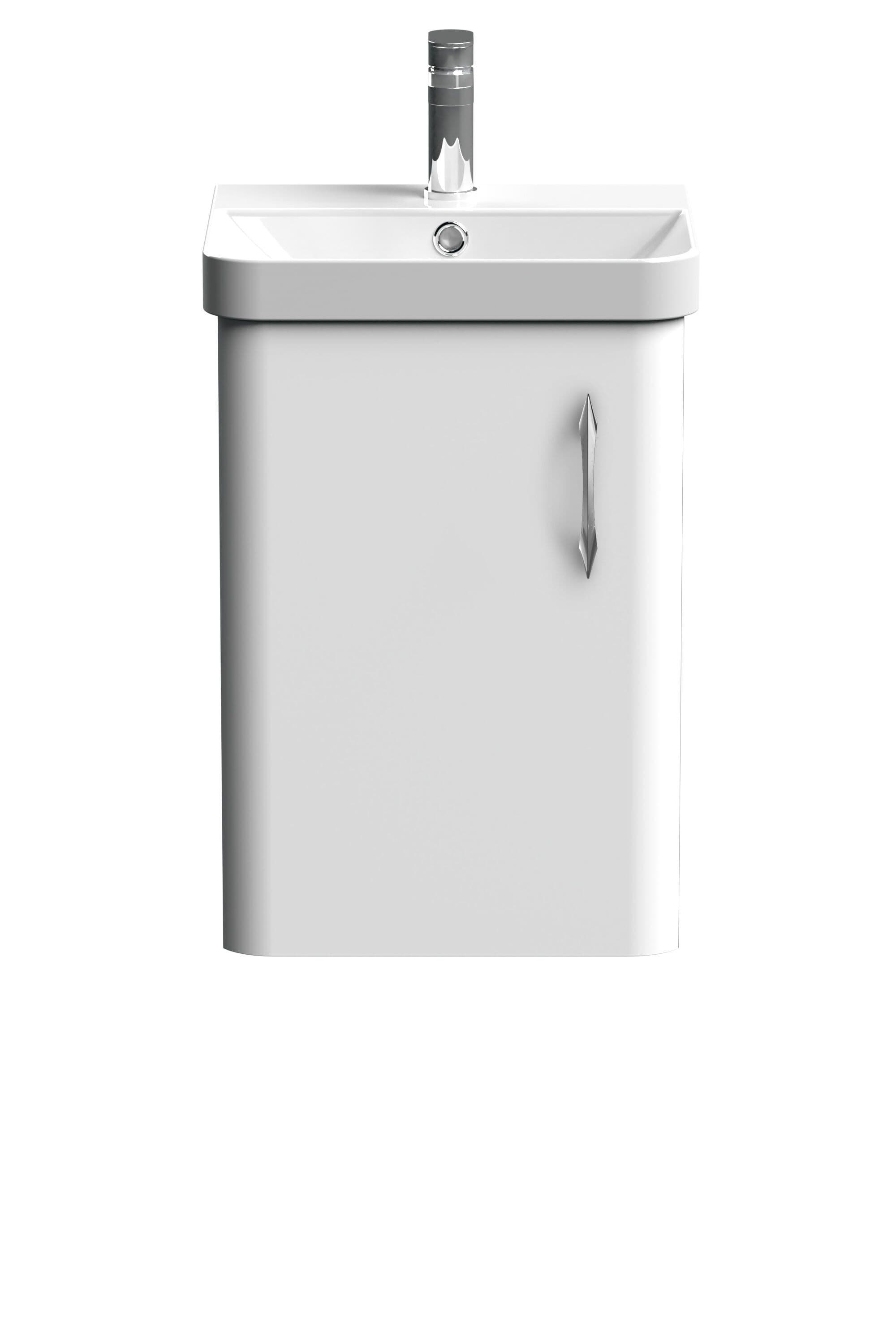 Wall Hung 1 Door Vanity Basin Unit Chrome D Shaped Handle 400mm