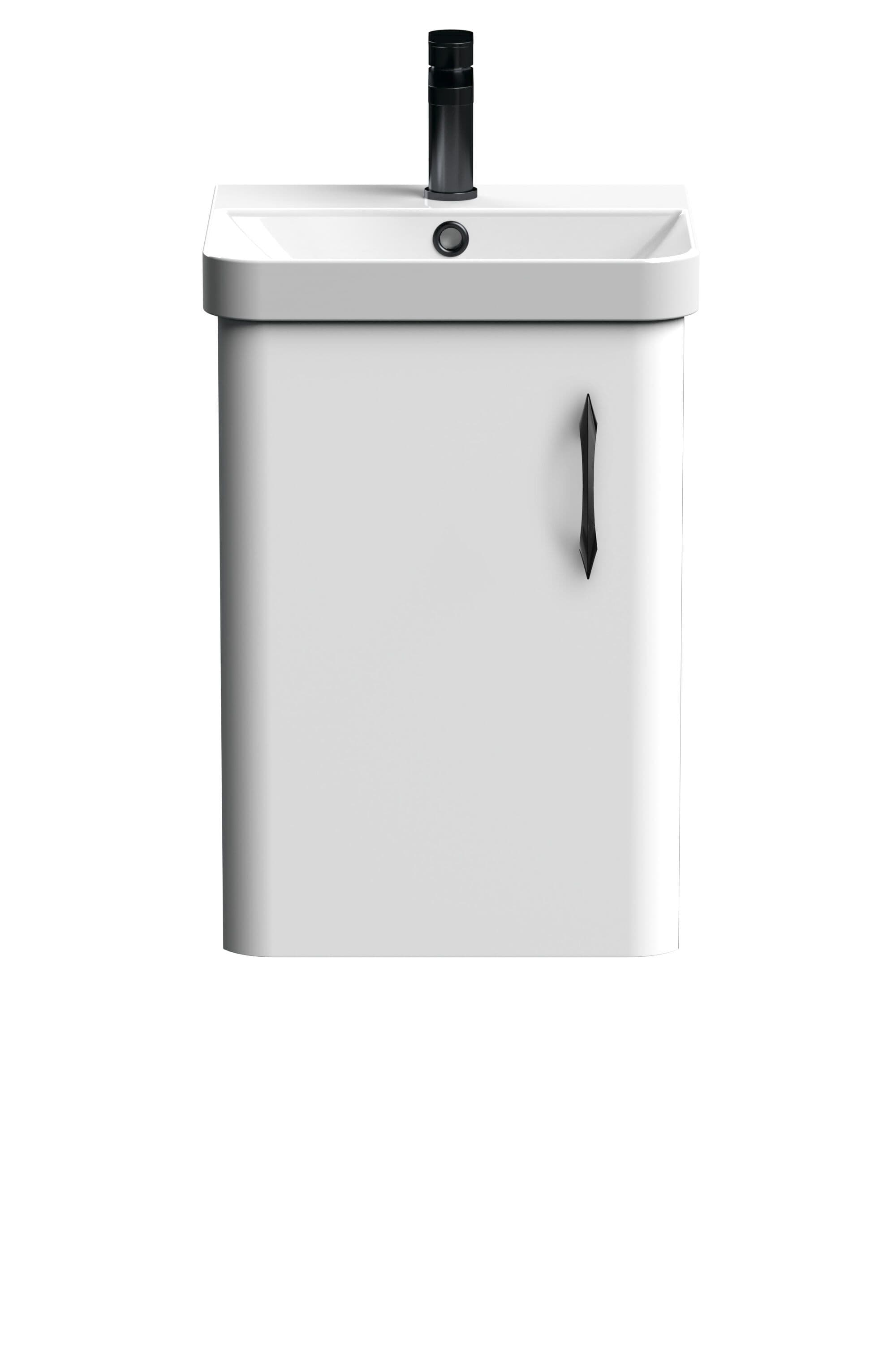 Wall Hung 1 Door Vanity Basin Unit Gloss White Handle 400mm