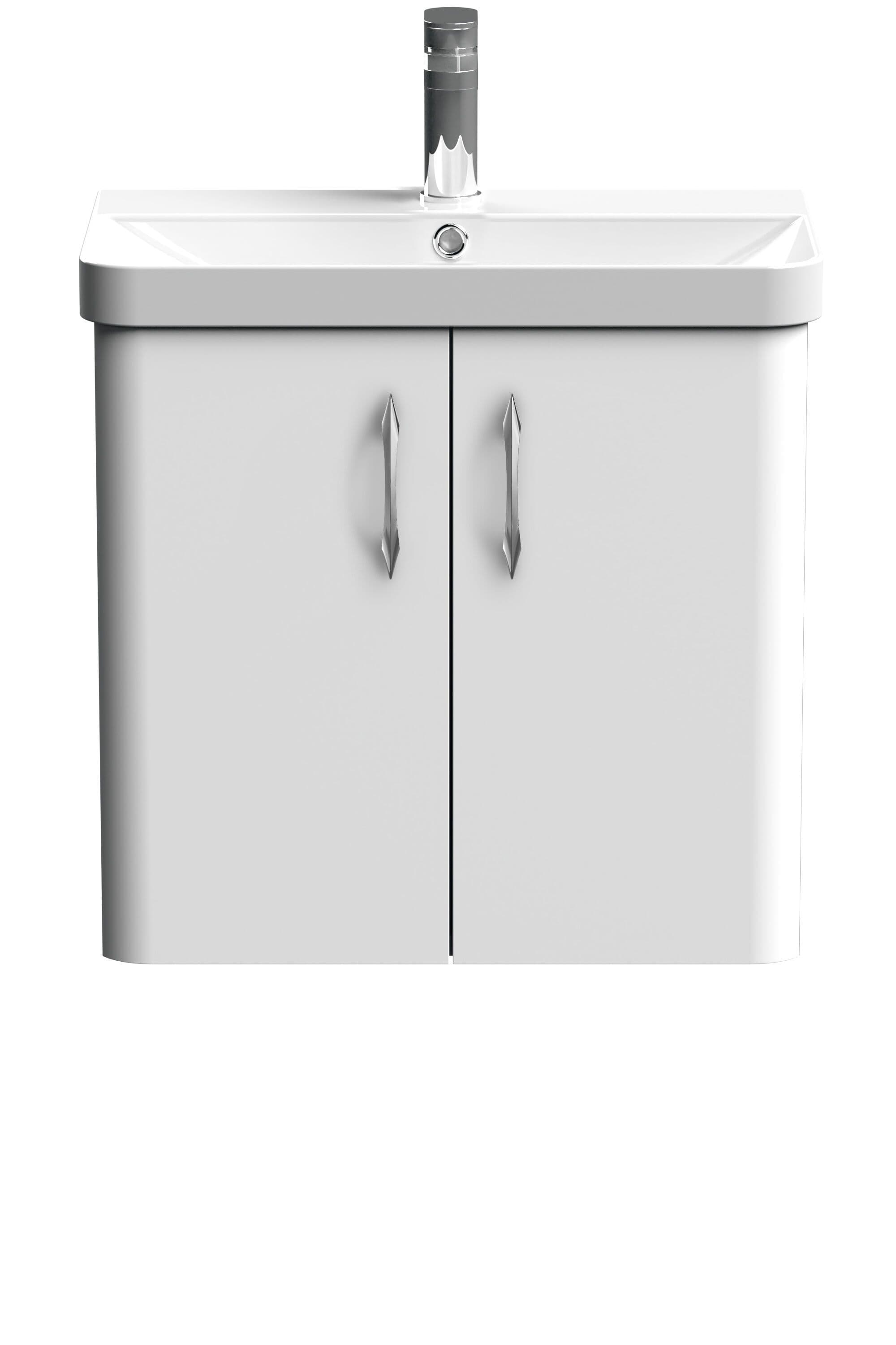 Wall Hung 2 Door Vanity Basin Unit Gloss D Shape Handles 600mm