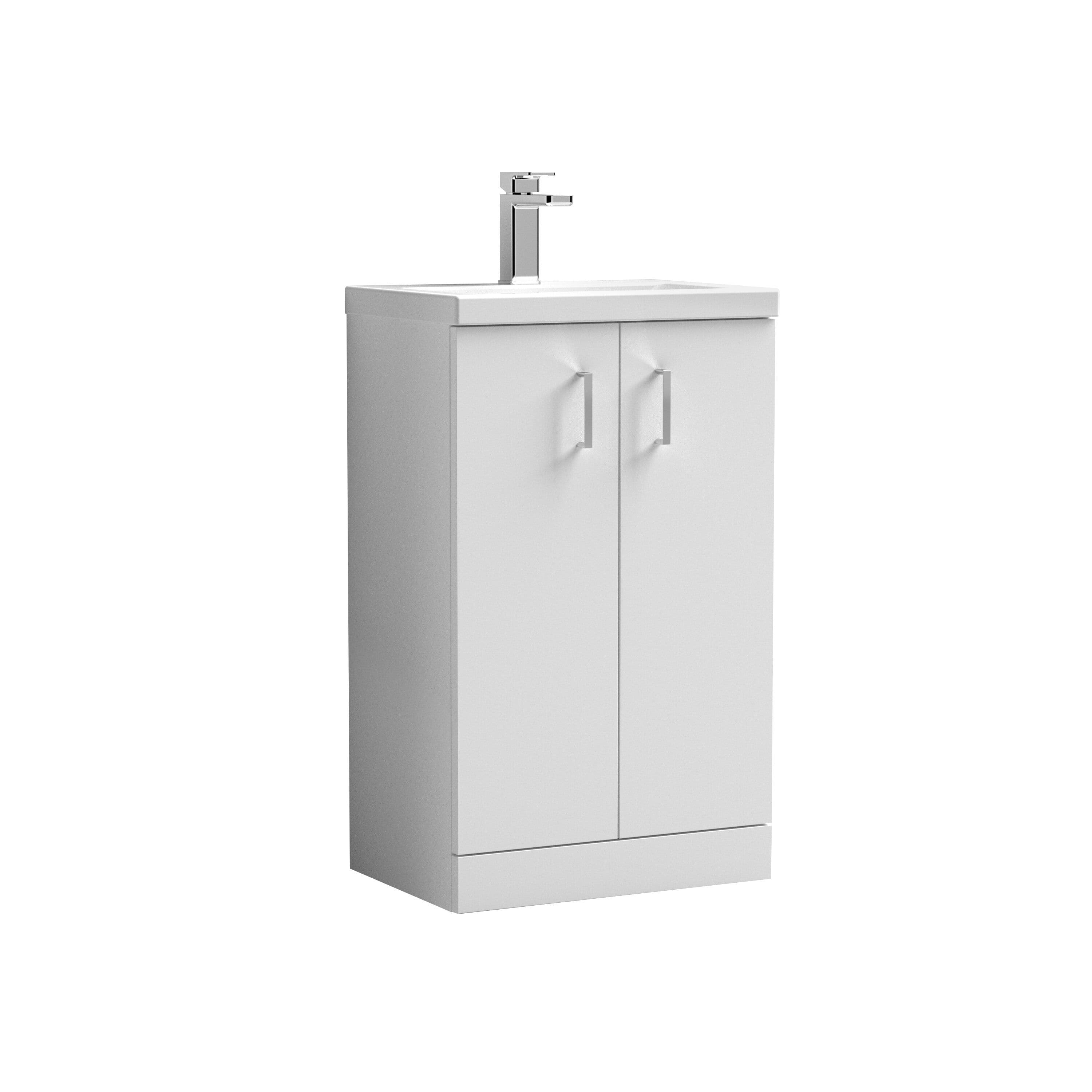 Compact Floor Standing 2 Door Vanity Unit Ceramic Basin 500mm