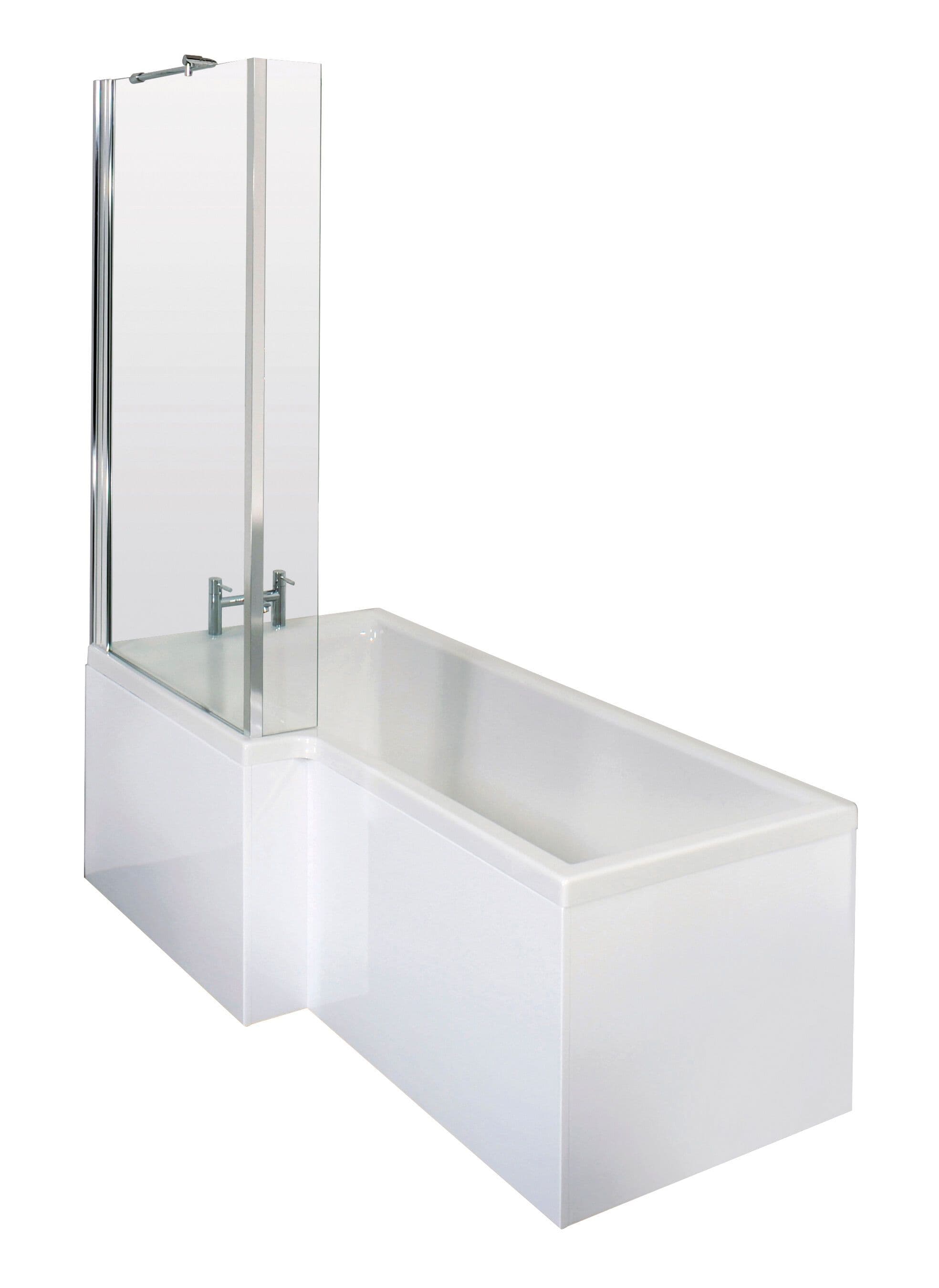 L Shape Left Hand Shower Bath Screen Fixed Return Front Panel 1700mm