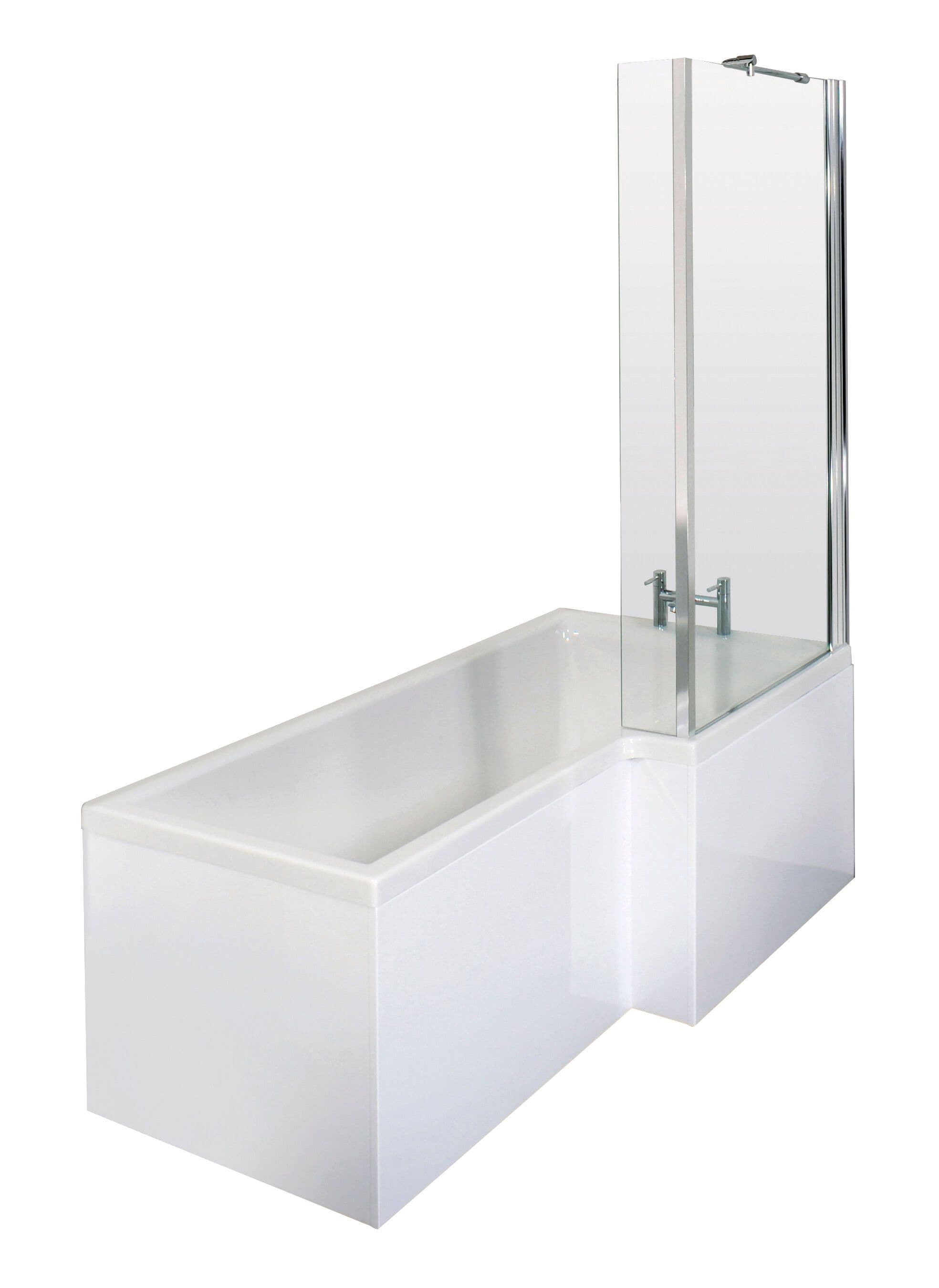 L Shape Right Hand Shower Bath Screen Fixed Return Front Panel 1500mm