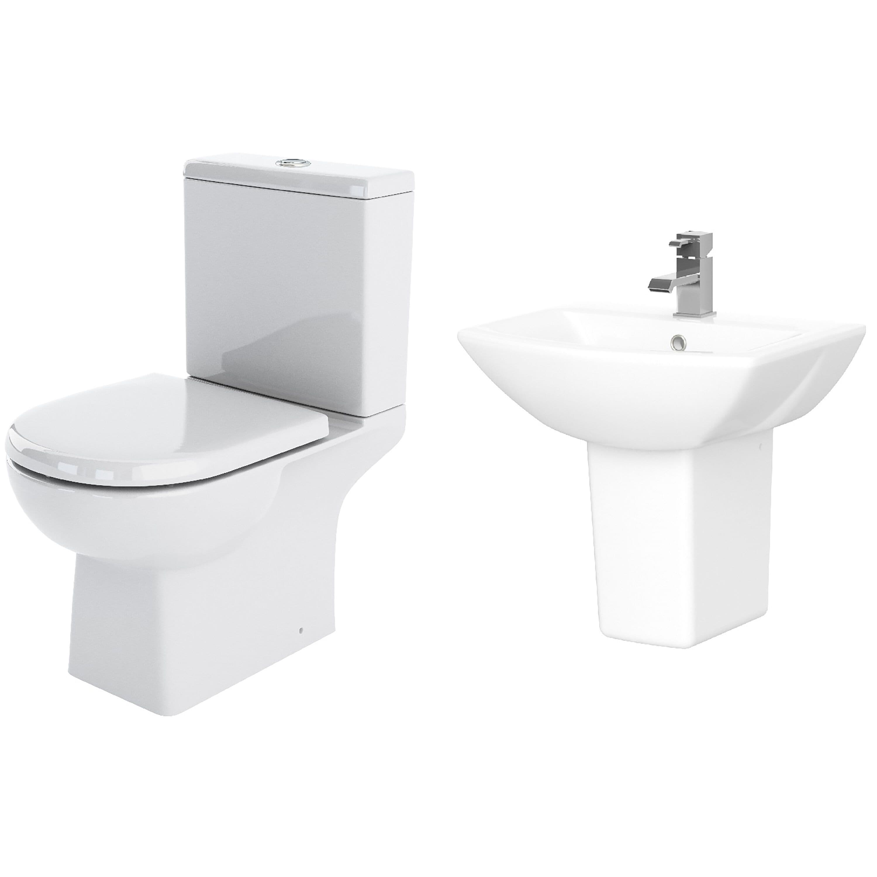 Close Coupled Toilet Pan Cistern Seat Basin Semi Pedestal
