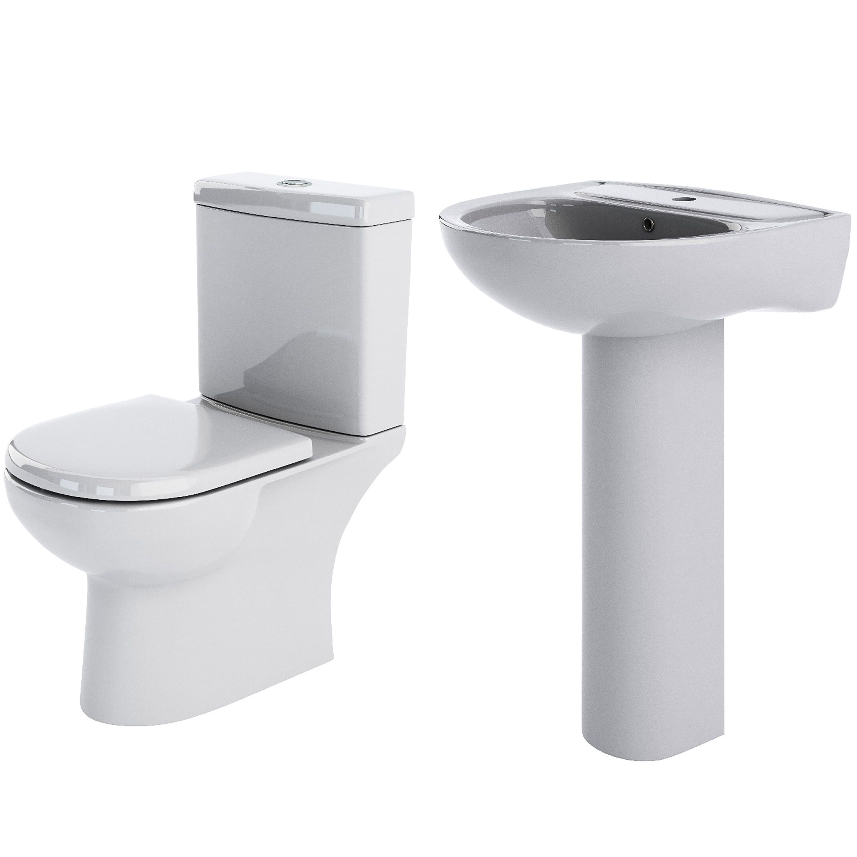 Close Coupled Toilet Pan Cistern Seat Basin Full Pedestal