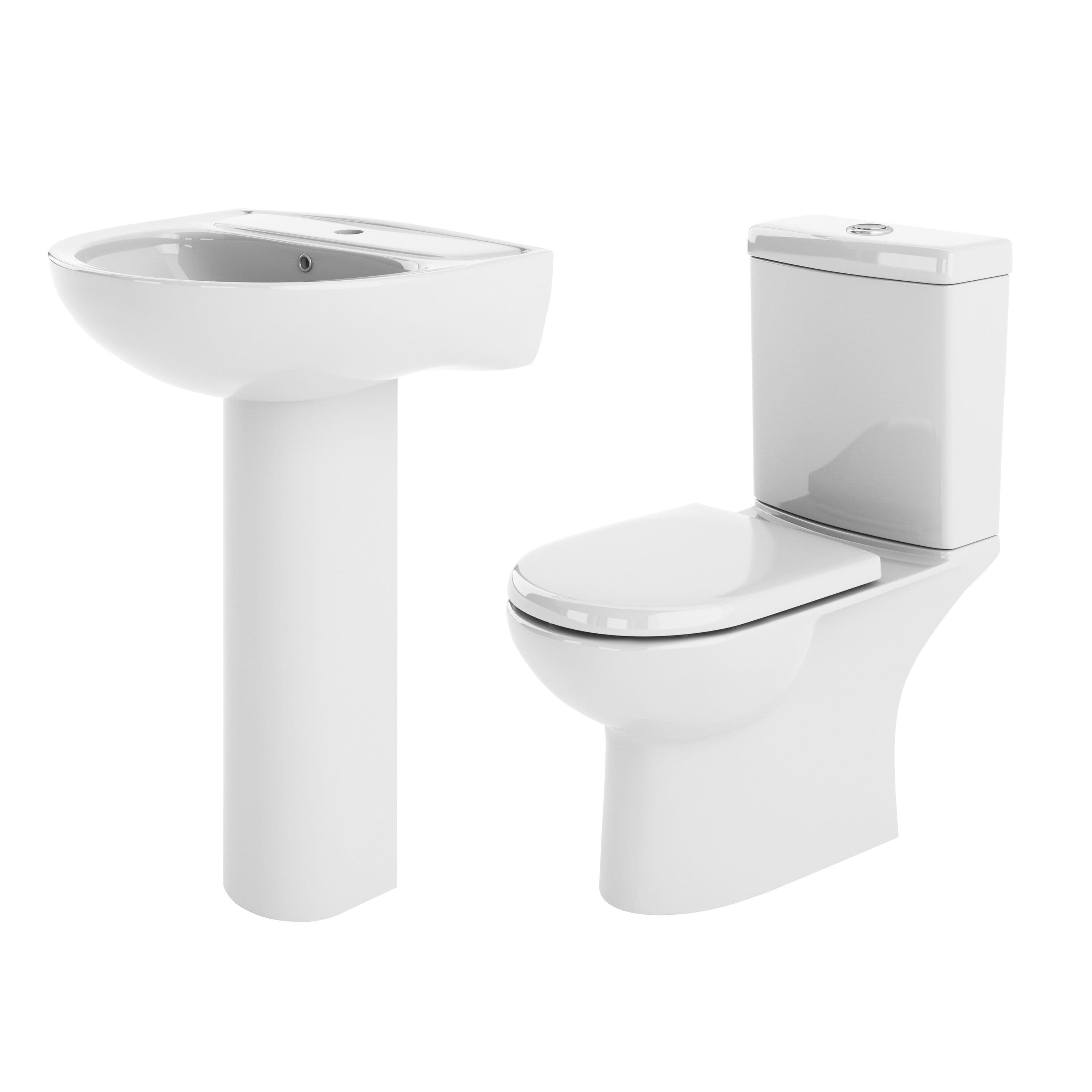Compact Toilet Pan Cistern Soft Close SeatBasin Full Pedestal