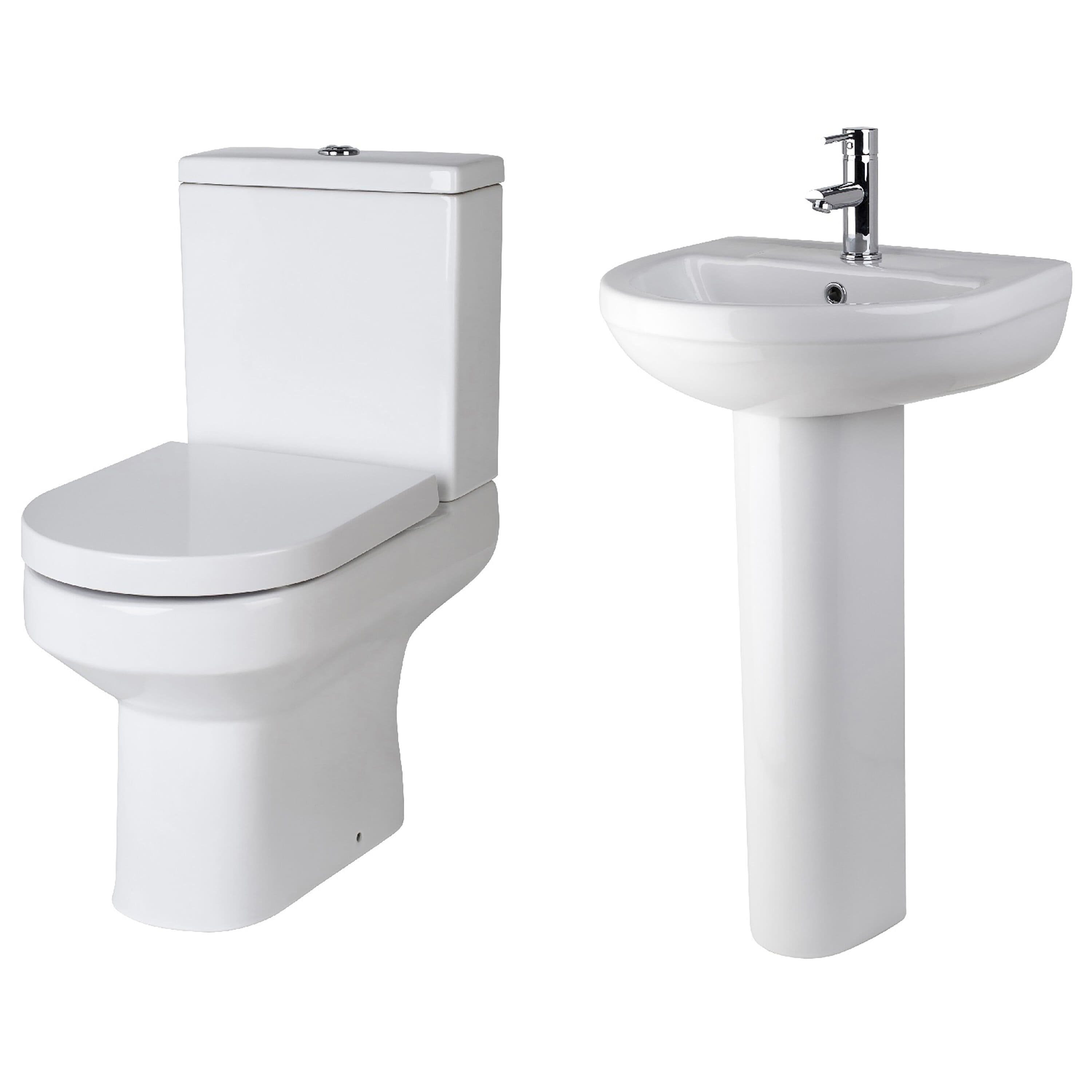 Semi Flush to Wall Toilet Pan Cistern SeatBasin Full Pedestal