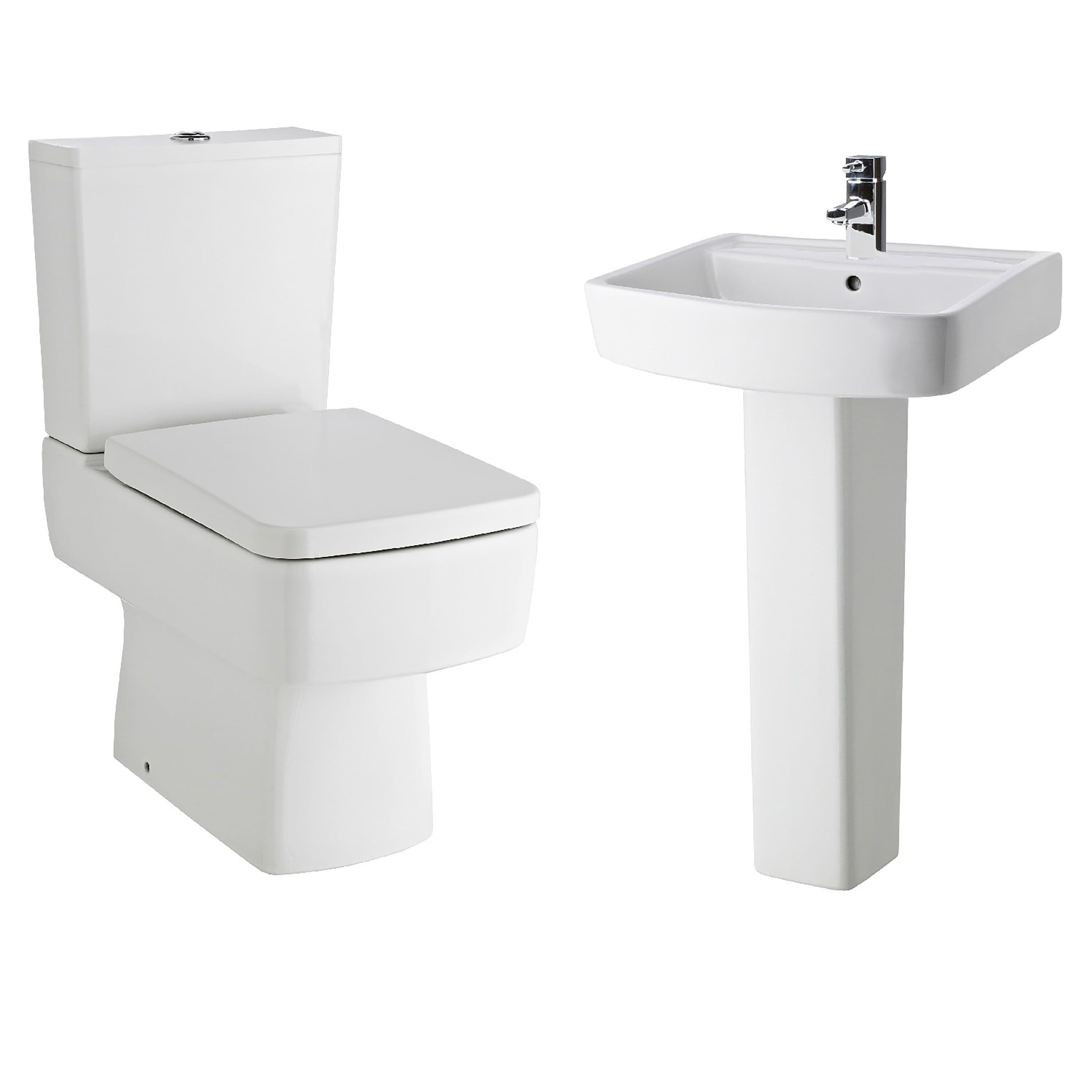 Compact Semi Flush to Wall Toilet Cistern Seat Basin Full Pedestal