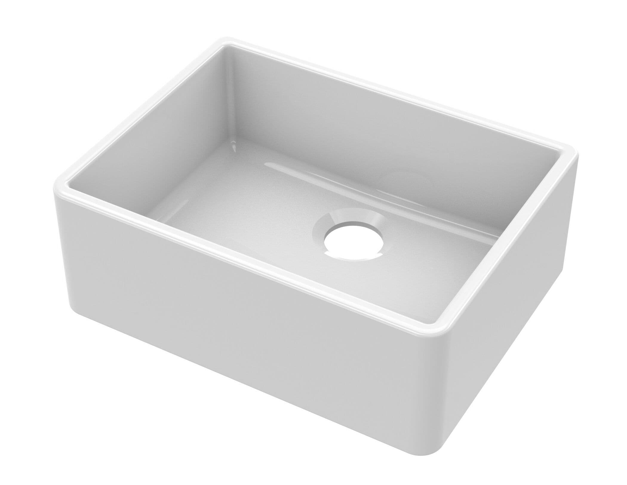Single Bowl Butler Sink No Overflow No Tap Hole 595mm