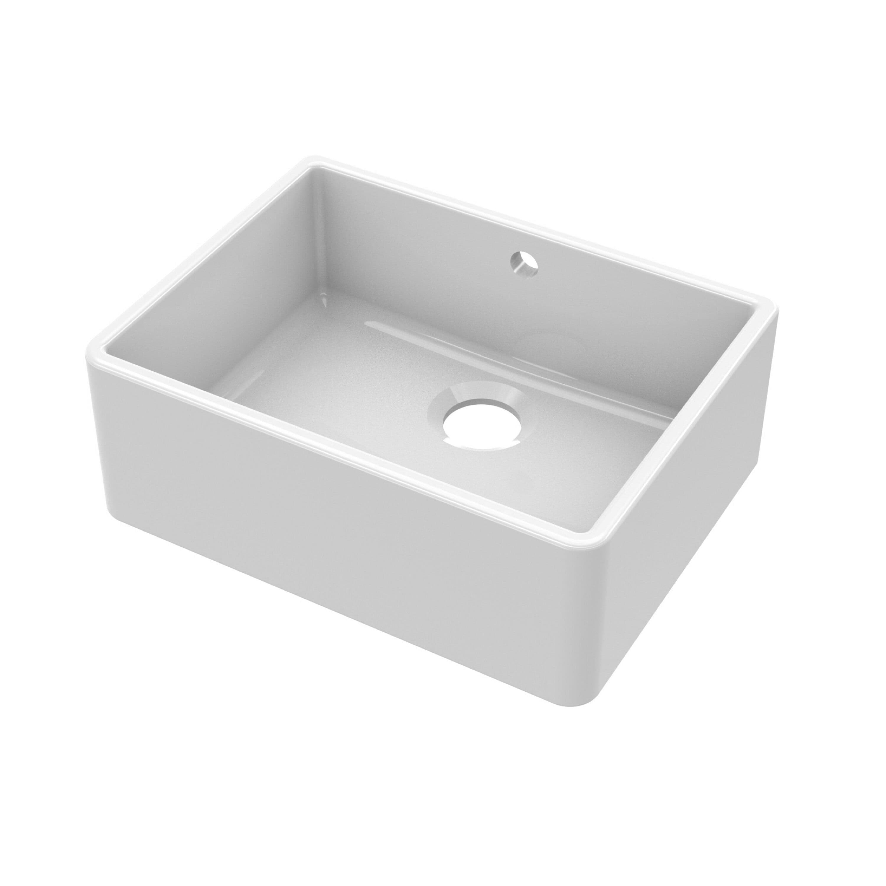 Single Bowl Butler Sink Overflow No Tap Hole 595mm