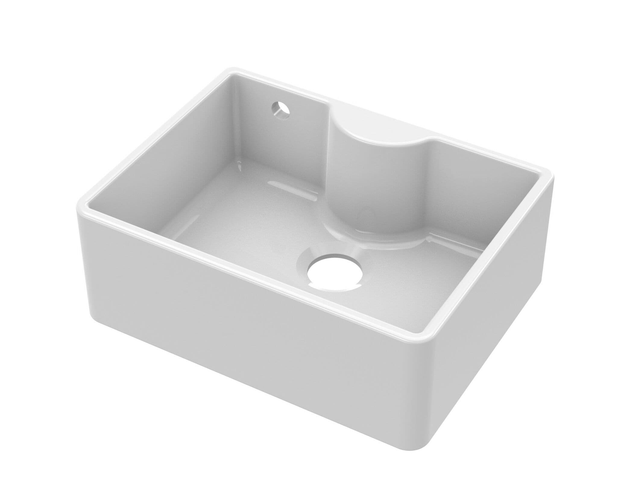 Single Bowl Butler Sink Tap Ledge Overflow No Tap Hole 595mm